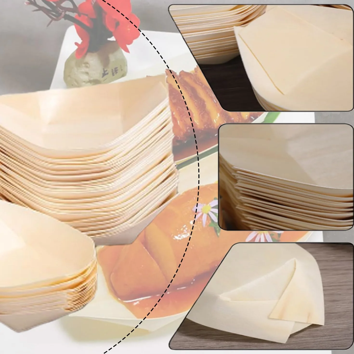 Biodegradowalne miseczki na jedzenie 100 sztuk 17x8 cm kubki na przekąski