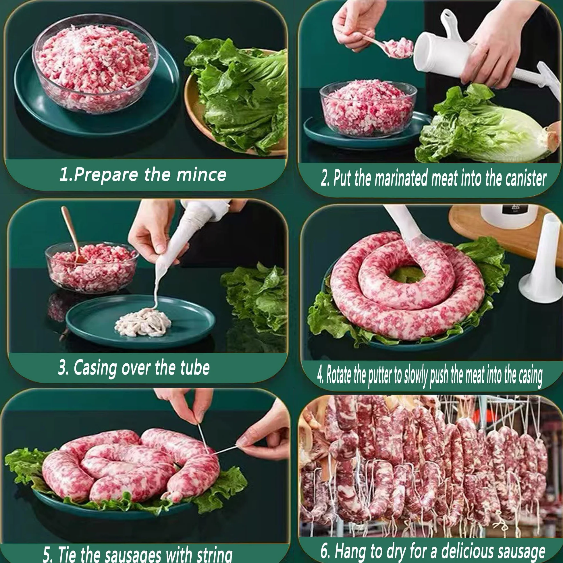 Jakość spożywcza ręczna maszyna do kiełbasy nadziewacz do kiełbasy ręczny plastikowy wypełniacz do mięsa rurki lejek kiełbasa narzędzie do wypychania kiełbasy ręczne woskowe kiełbasy do użytku