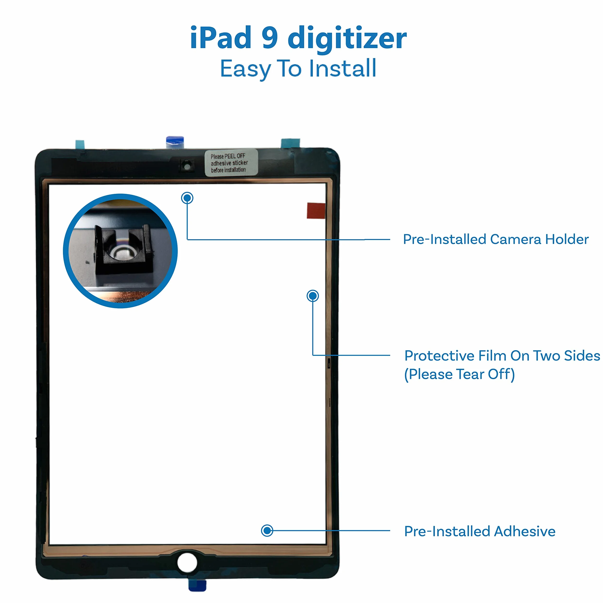 MMOBIEL Digitizer kompatybilny z iPad 9-10.2 inch - 2021 - ekran dotykowy szklany montaż - Czarny