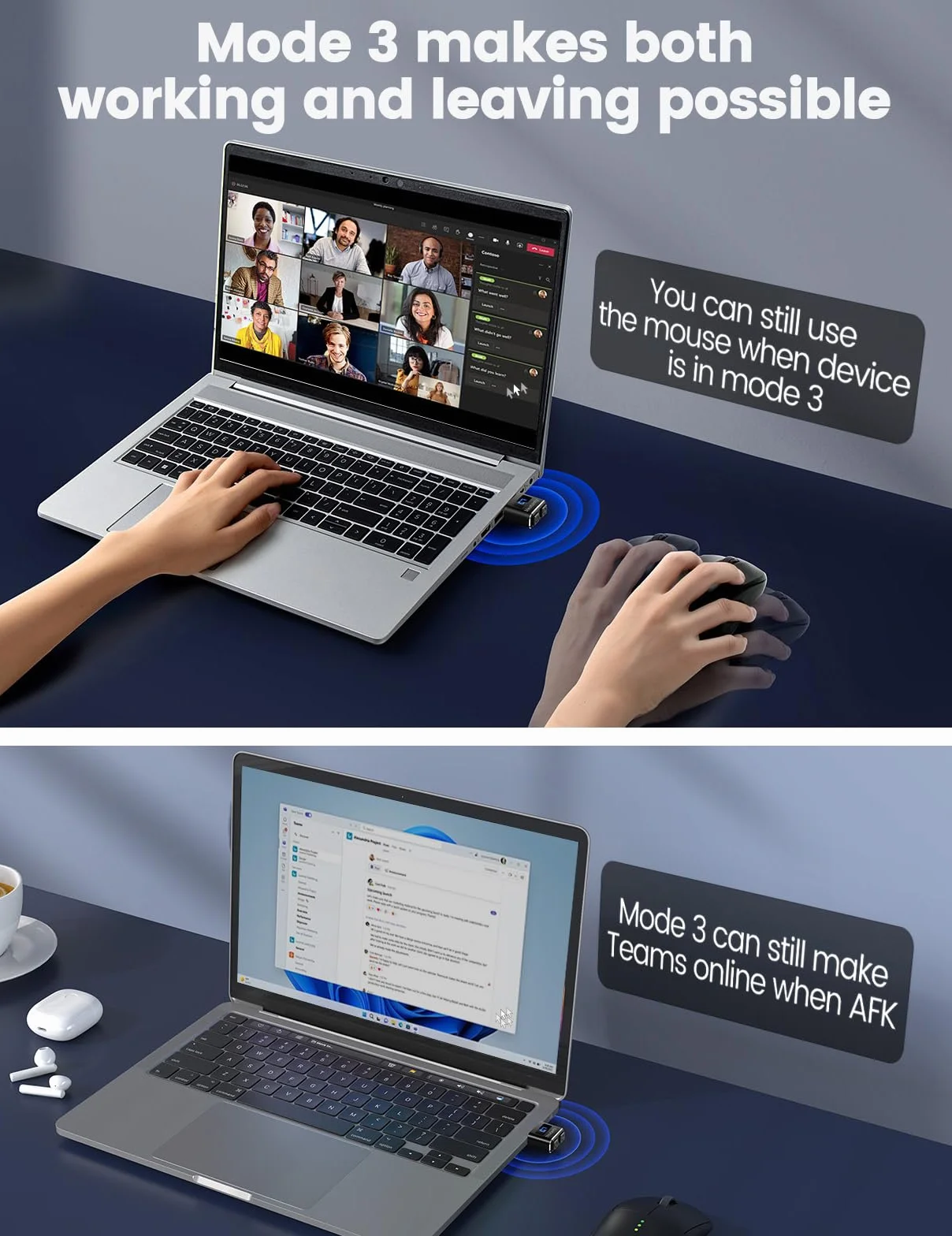 Meatanty Metalowa myszka Tiny Mouse Jiggler – USB Mover Undetectable, automatyczny shaker z ekranem, 3 tryby ruchu, Wiggler Giggler Toggler Toggler do komputera/komputera/laptopa, aktywny, srebrny