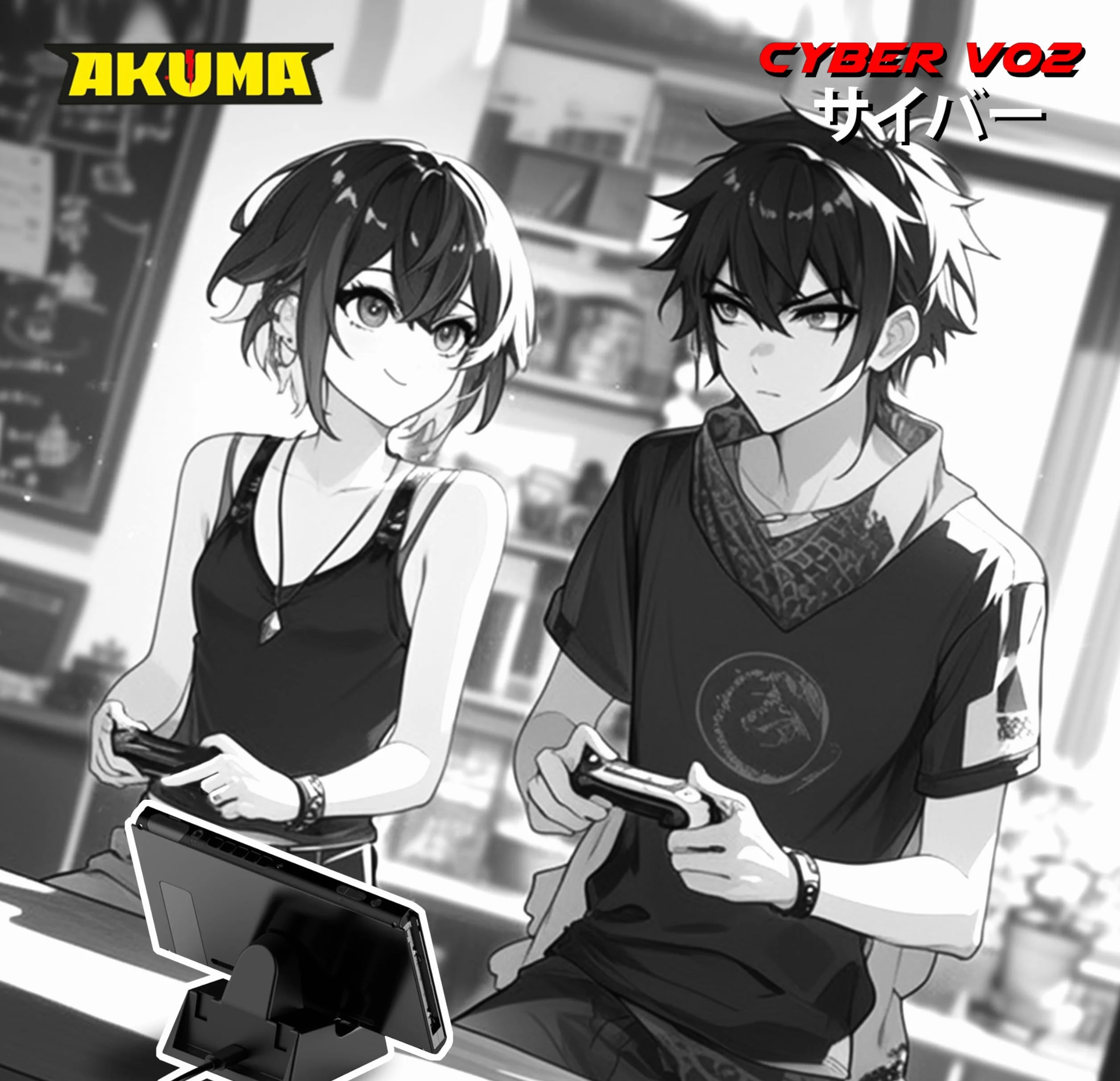 AKUMA Cyber V02 Stacja ładująca do Nintendo Switch - Kontroler Pro, Joy-Cons, OLED/Switch Lite Smart Charging - Czarny