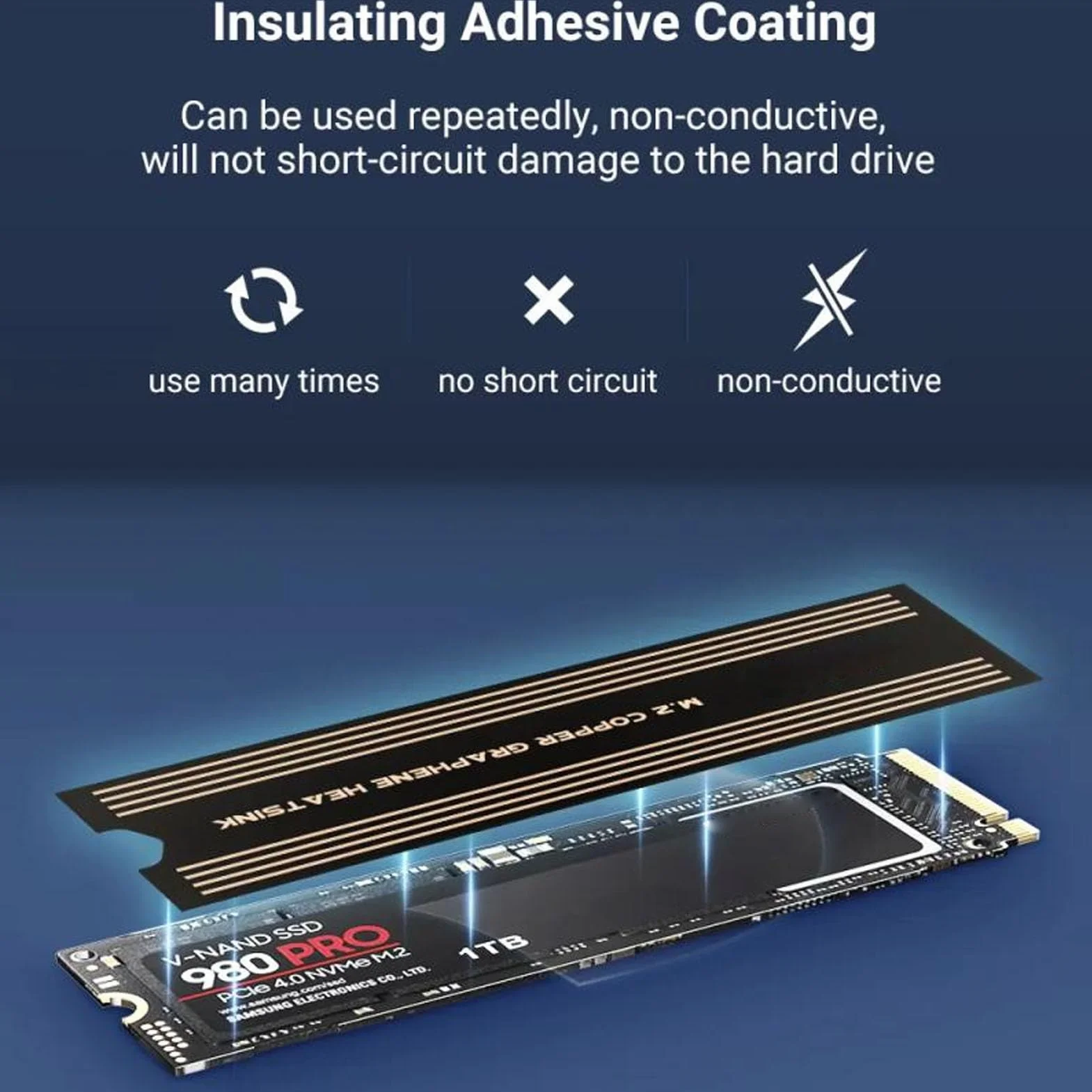 2 szt. Dwuwarstwowy Radiator M.2 2280 NVMe SSD Grafenowy Miedziany do Laptopa