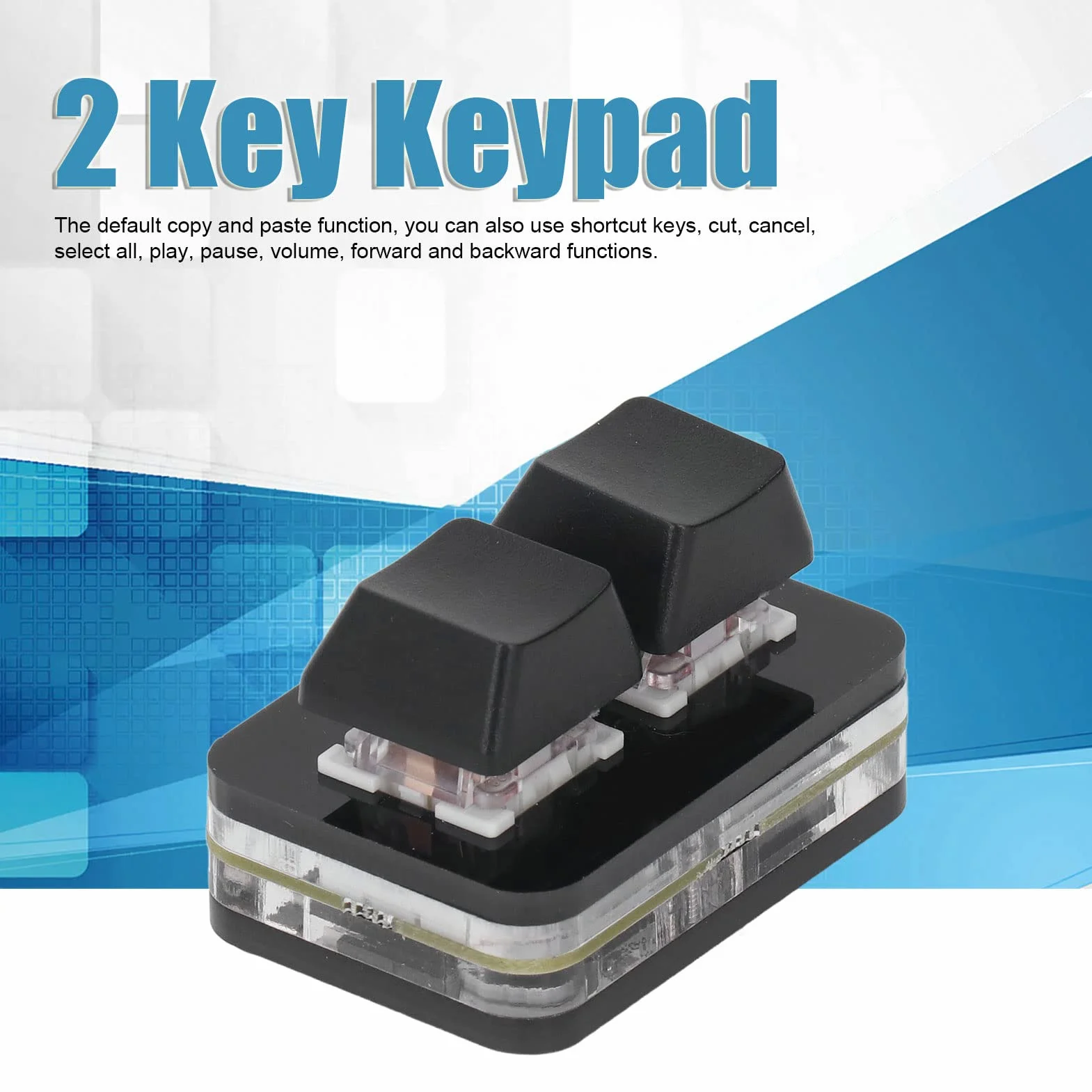 OSU Hot Swap 2 Klawisze Klawiatury do Gier, Klawiatura Mechaniczna Mini USB z Czerwonym Przełącznikiem, Programowalny Komputer do Gier 2 Klawisze Klawiatury, do Gier Rytmicznych (Czarny)