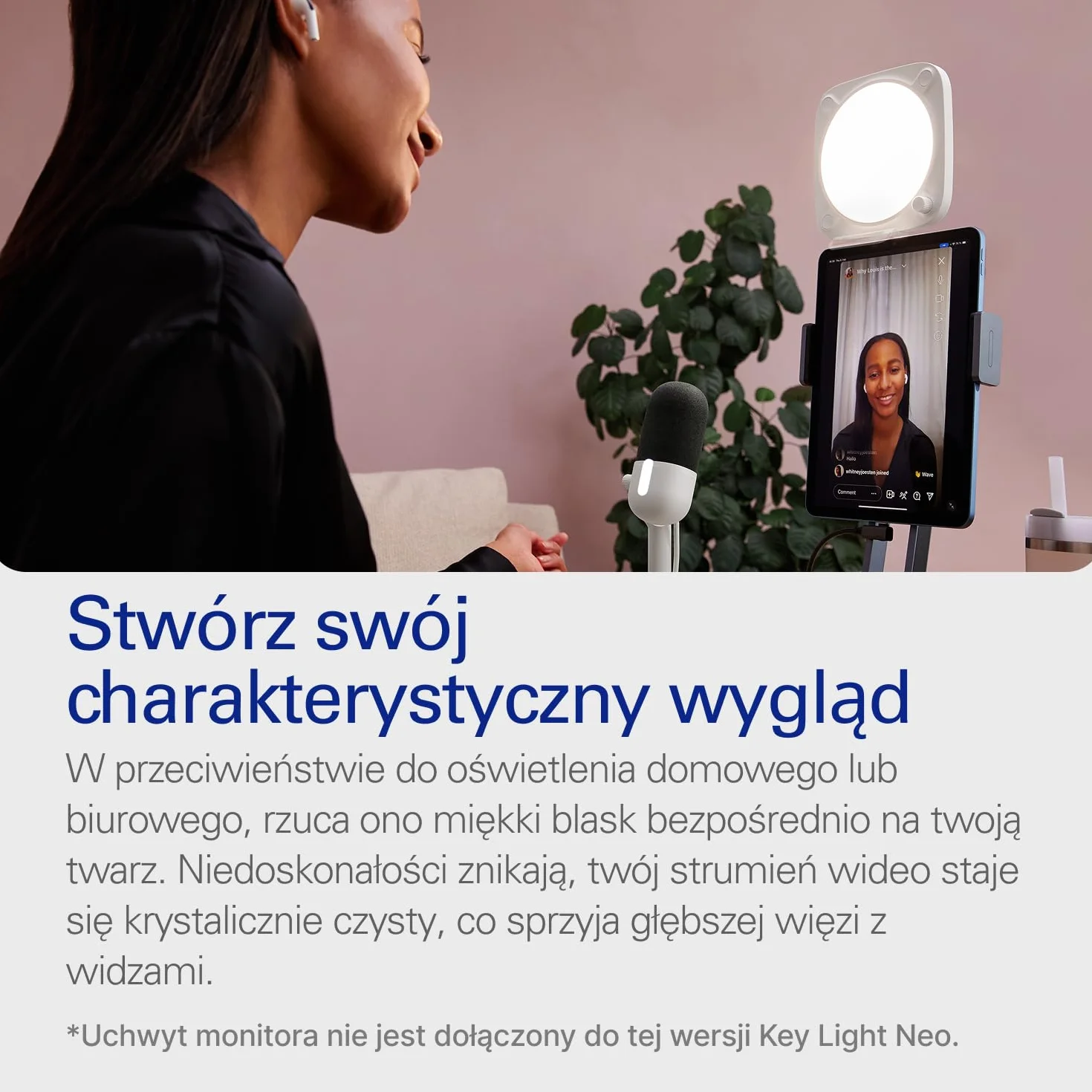 Elgato Key Light Neo (bez uchwytu) - oświetlenie do wideorozmów i streamingu - sterowanie Wi-Fi lub onboard - do statywów - USB - laptop | PC | Mac