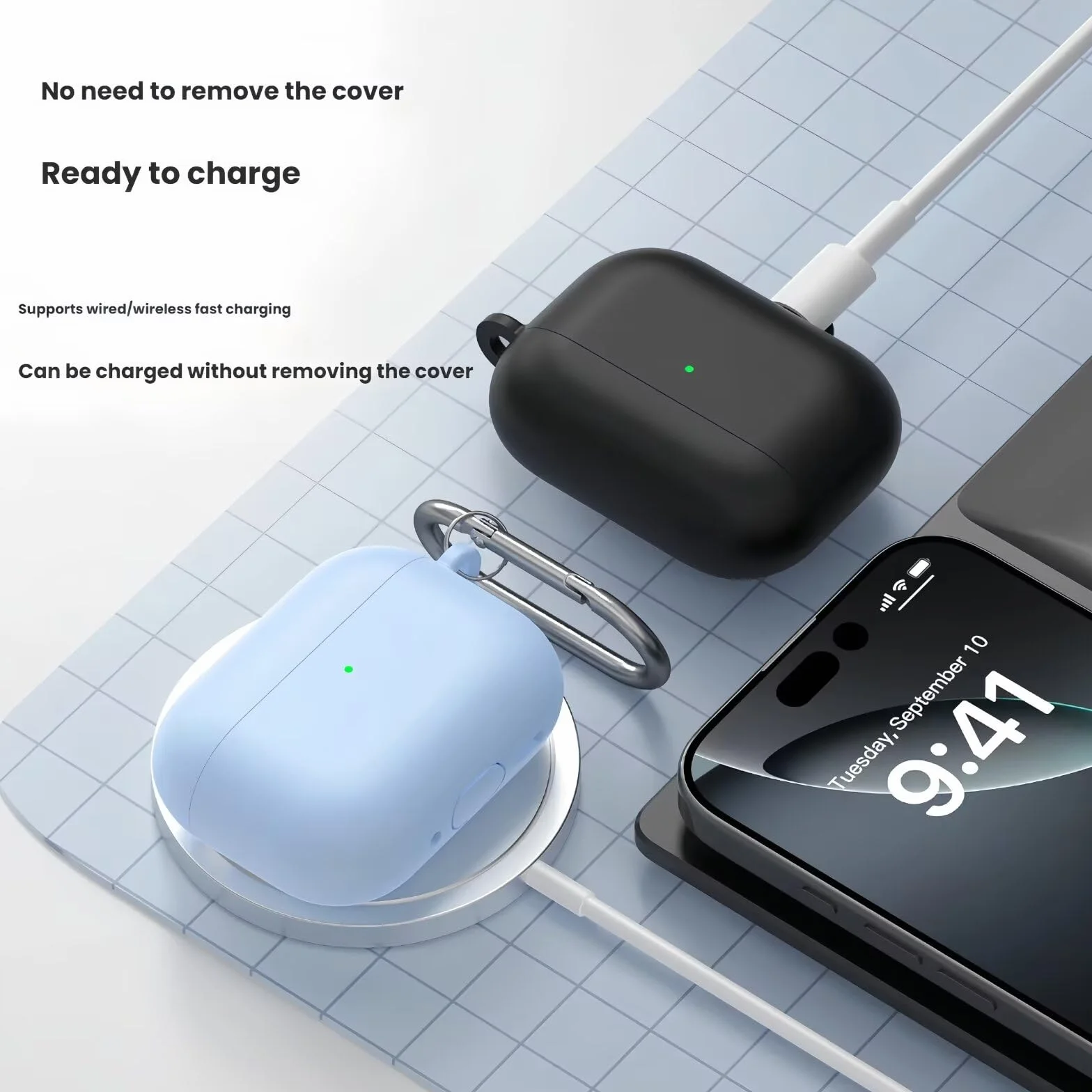 FTRONGRT Etui kompatybilne z AirPods Pro 3, miękki silikon, odporne na zarysowania, czarne