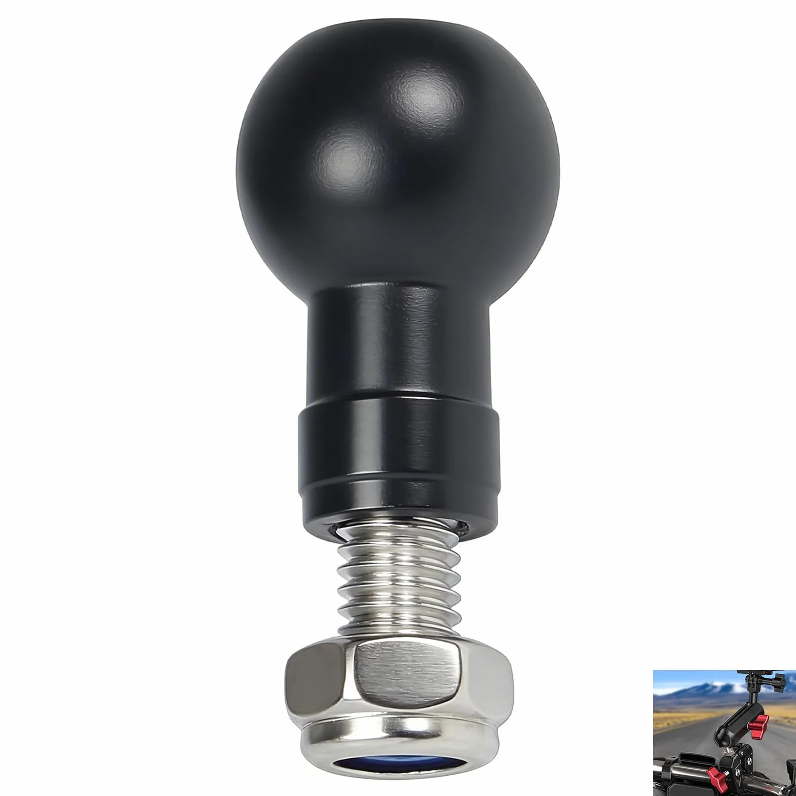 Adapter kulowy 17 mm M6, wysuwana aluminiowa głowica do statywu do aparatu fotograficznego, smartfona, aparatu akcji, głowica kulowa 17 mm, obrotowa 360° ze śrubą nakrętką, uniwersalne mocowanie do