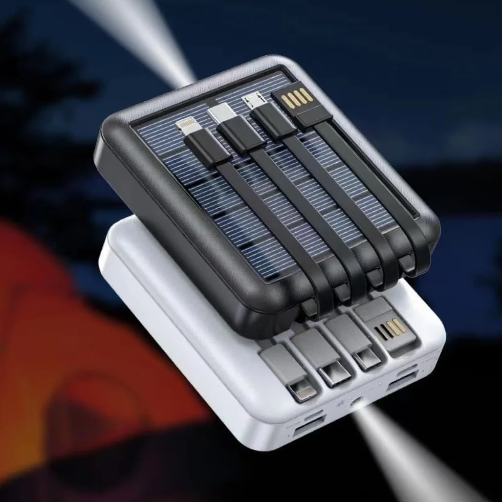 Powerbank na Energię Słoneczną, Przenośna Ładowarka 20000mAh do Pieszych Wędrówek w Podróży, Metody Ładowania: USB C, Port Micro USB (Czarny)