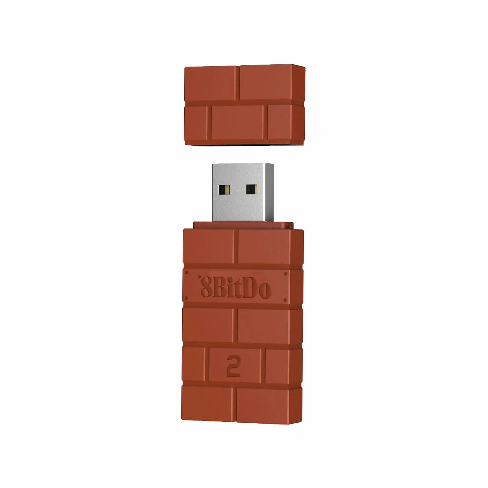 8Bitdo Bezprzewodowy Adapter USB 2, Adapter Kontrolerów Przełączników Bluetooth do Serii Xbox, Joycons, Switch Pro, PS5, PS4, PS4 Pro, PS3 on Switch, PC, Android, Raspberry Pi, Retrofreak (Brązowy)