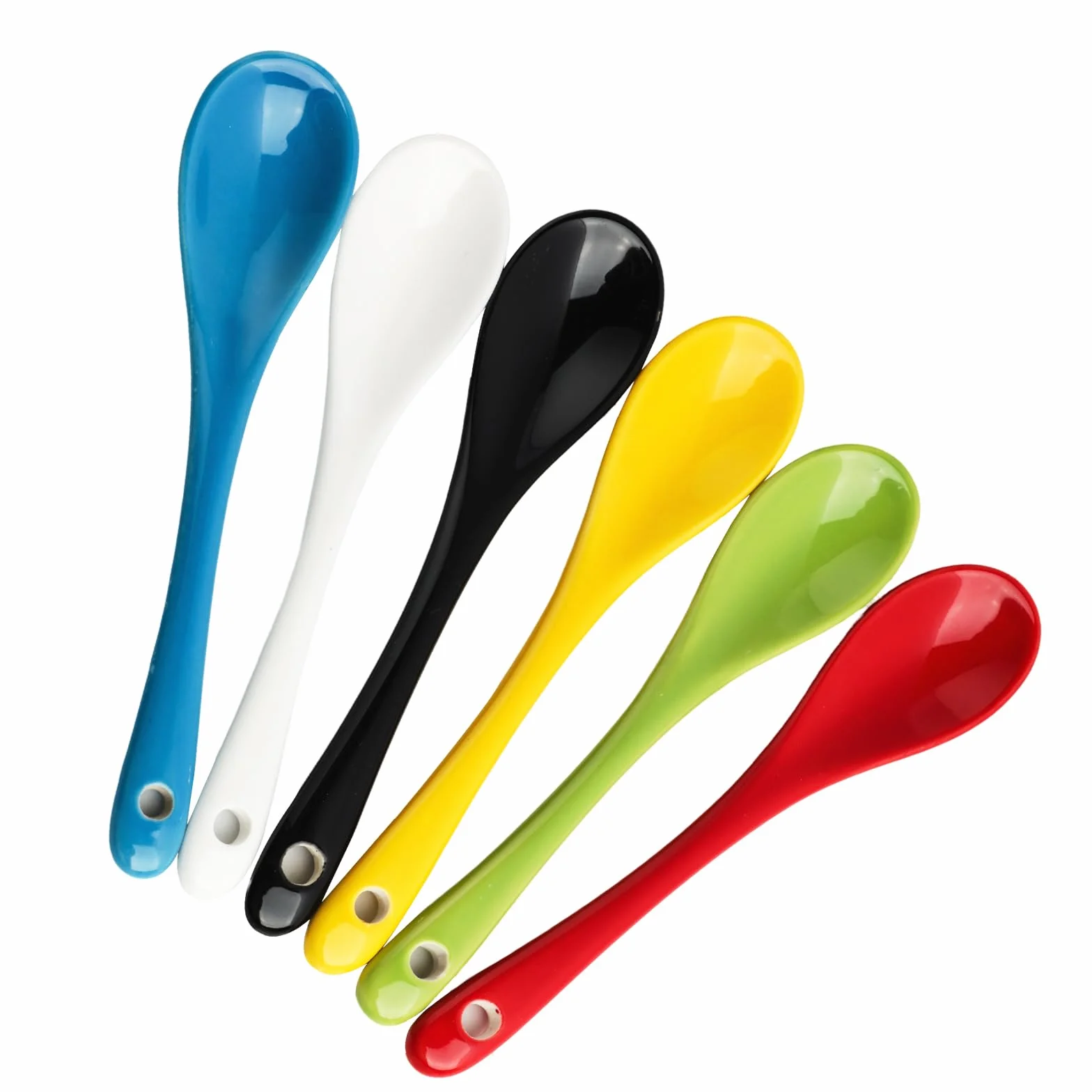 6 sztuk kolorowe porcelanowe łyżki do jajek, łyżki do kawy małe łyżeczki deserowe, kieliszki do jajek, stylowe i wytrzymałe sztućce na stół śniadaniowy i nie tylko