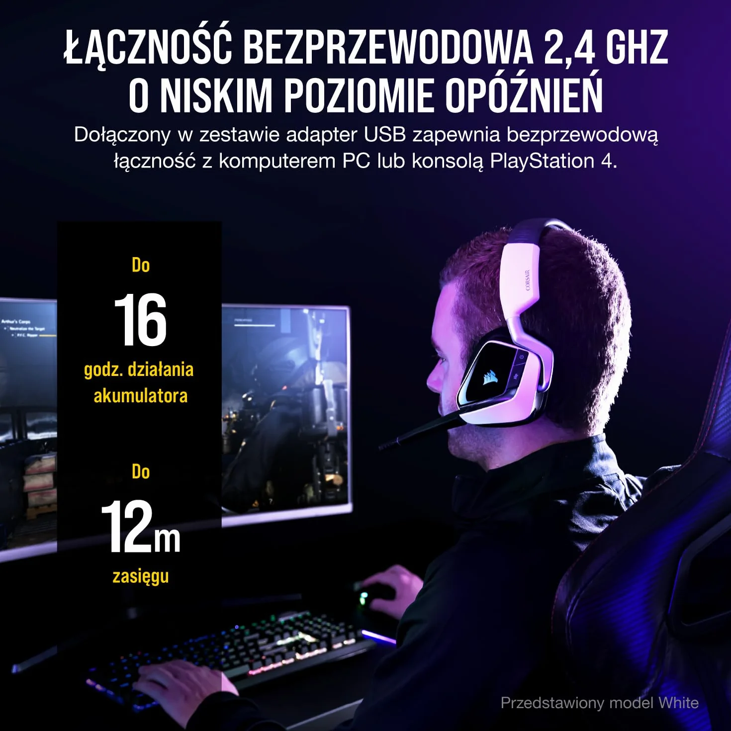 Corsair VOID RGB ELITE Wireless Premium Gaming Headset with 7.1 Surround Sound - Czarny