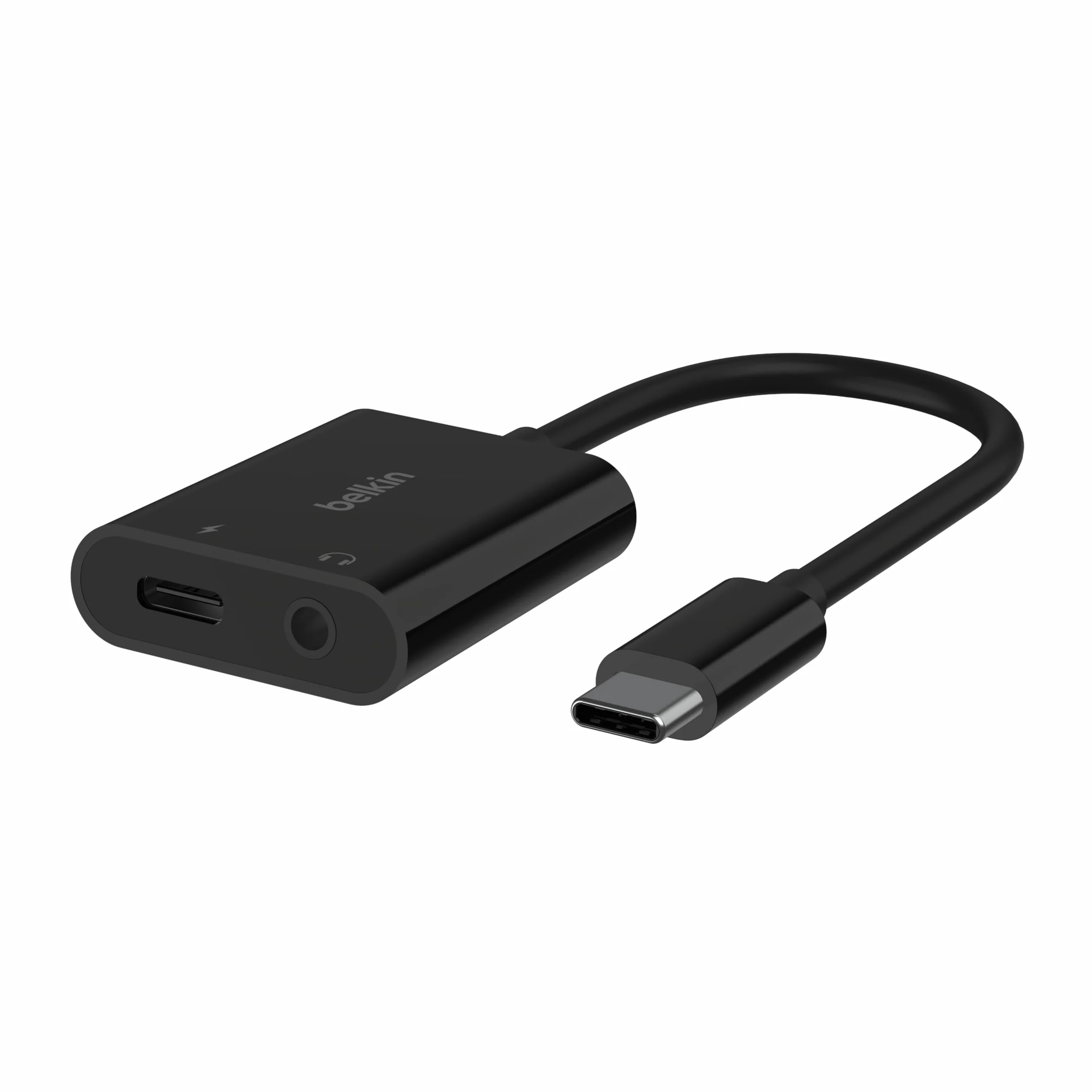 Belkin RockStar™ adapter audio 3,5 mm + USB-C® do ładowania, adapter słuchawkowy z USB-C 60 W, szybkie ładowanie do iPhone'a 15, iPada Pro, Galaxy, Note, Google Pixel, LG, Sony Xperia i innych