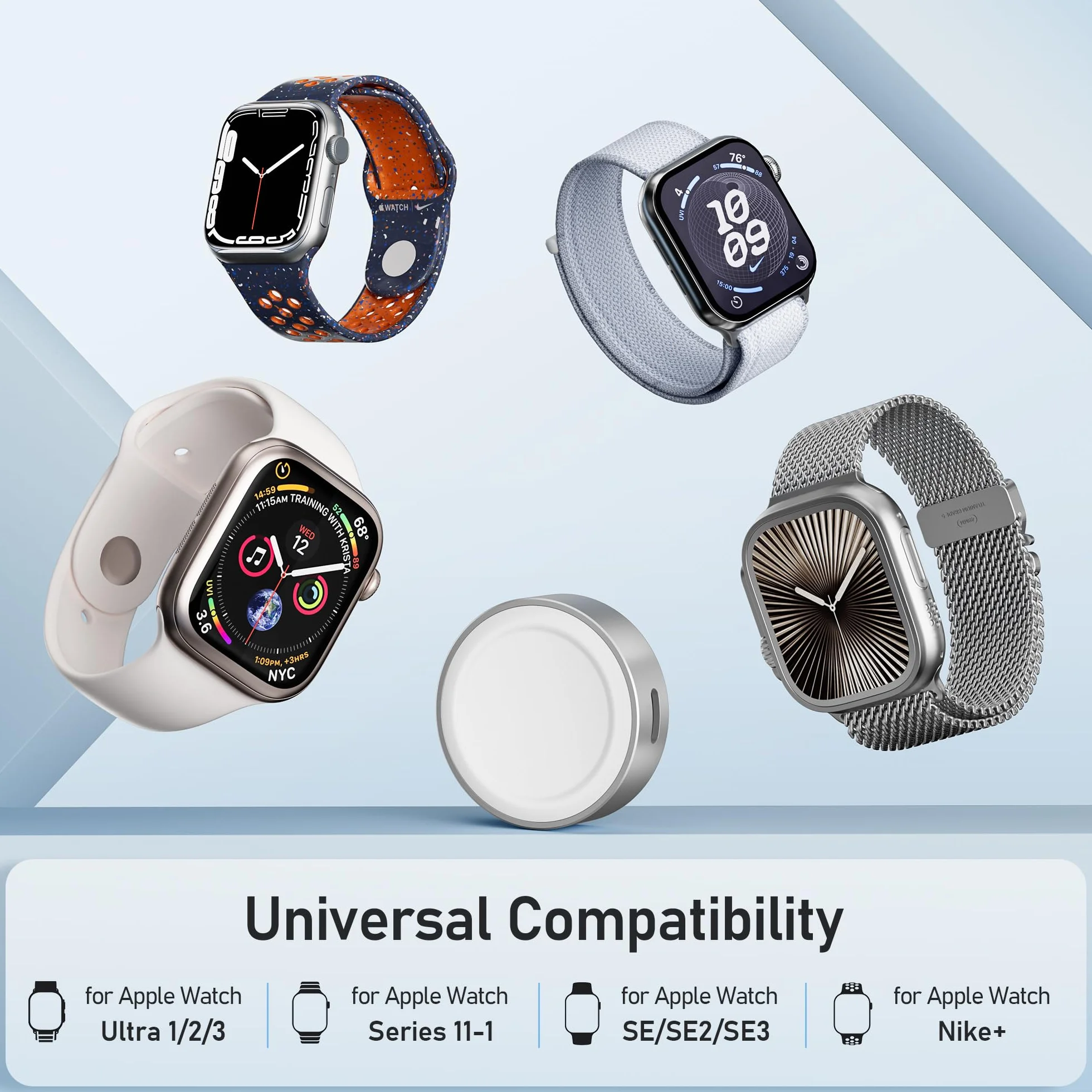 Elebase Magnetyczna Ładowarka do Apple Watch,Przenośna Bezprzewodowa Ładowarka do iWatch z USB-C & Portem Zasilania iPhone'a,Kompatybilna z iWatch Seria 11/10/9/8/7/6, Ultra 2 3, SE 2 3, 42/46/44 mm