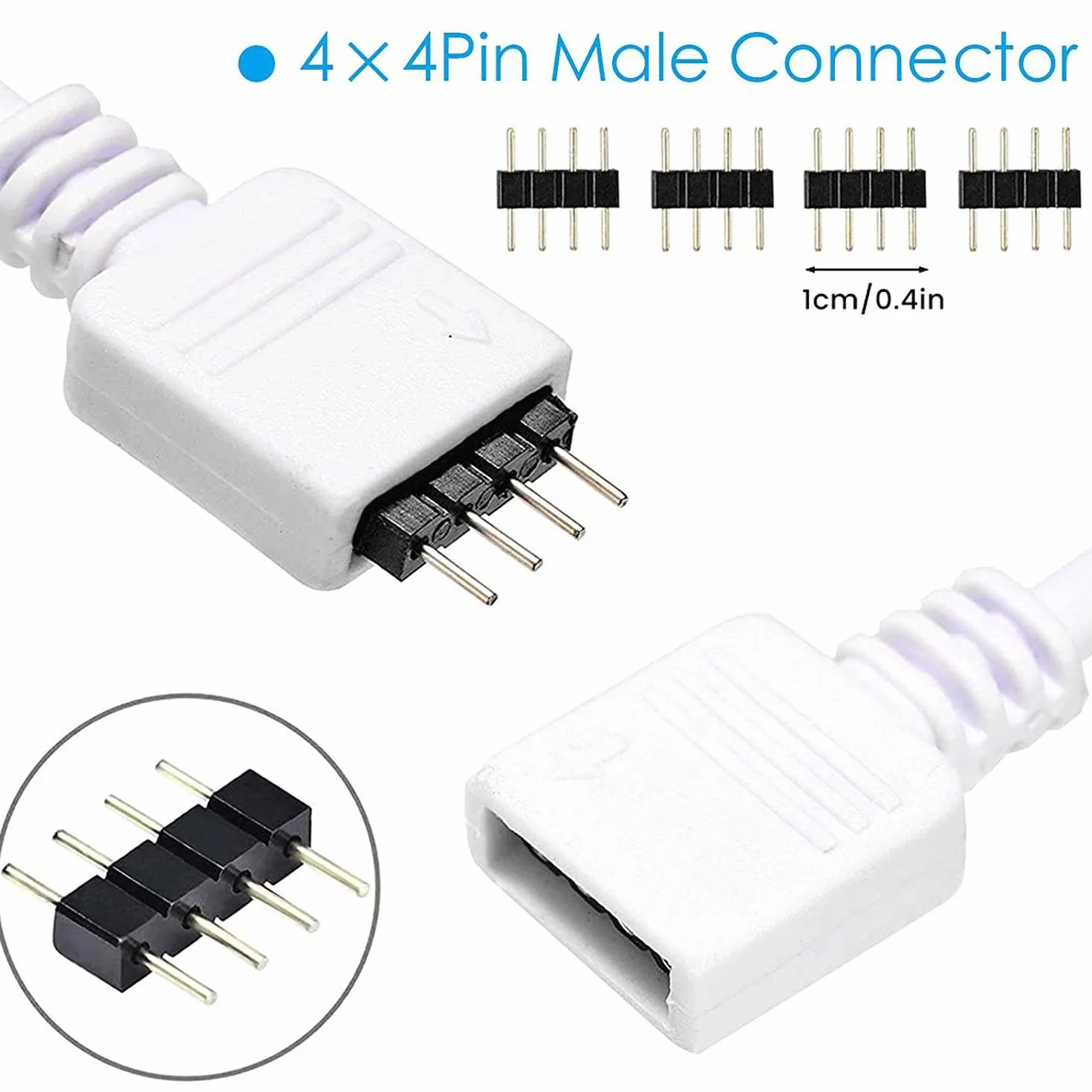 Coolwest Przedłużający Kabel Do Led Rgb Strip 4-Pinowy, Łącznik, Odpowiedni Do Listwy Led Rgb [Wielorazowy], 2-Pak