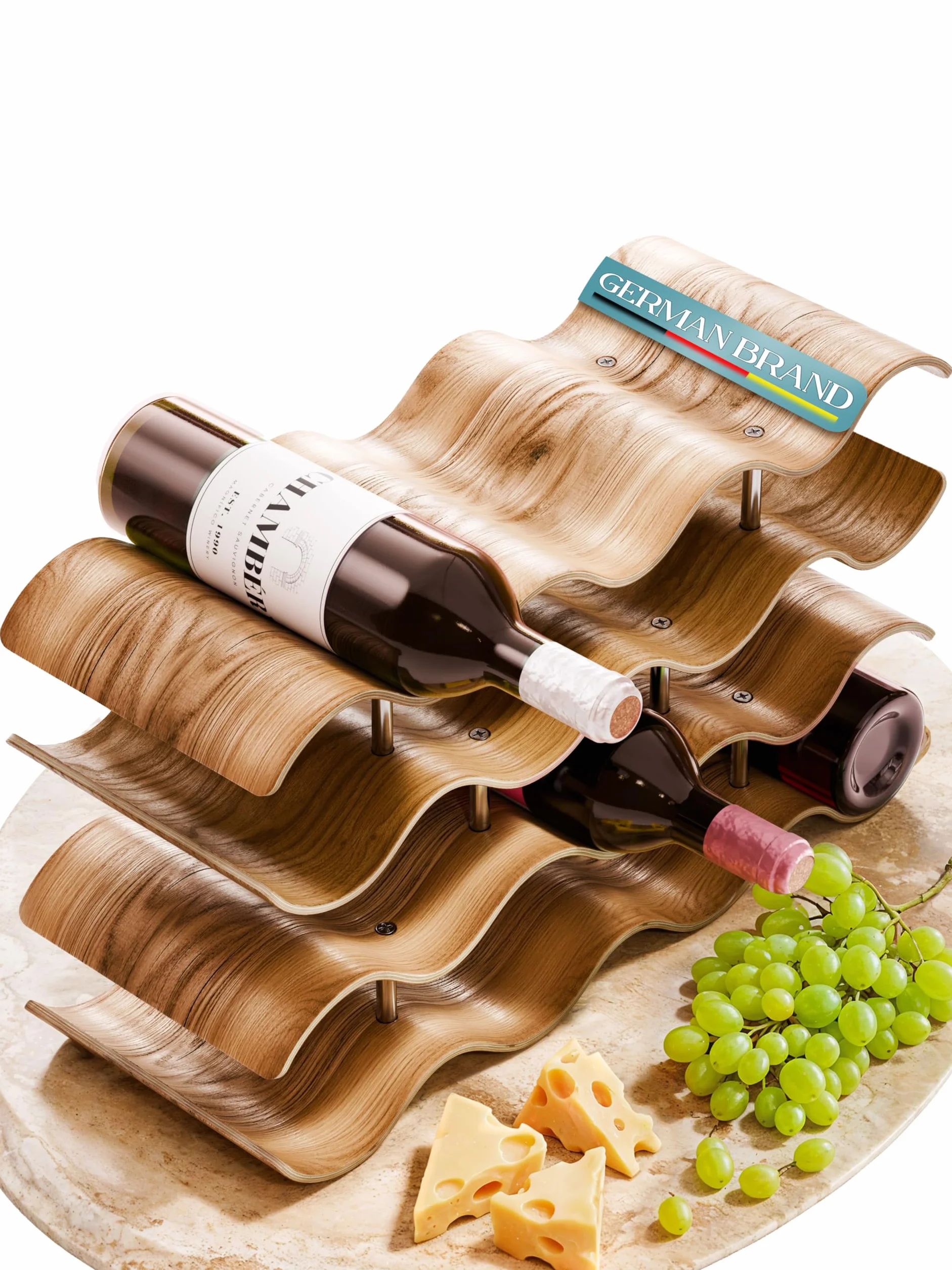Dreiklang be smart drewniany stojak na wino na 12 butelek 3 poziomy 41,5 × 22,5 × 15,5 cm