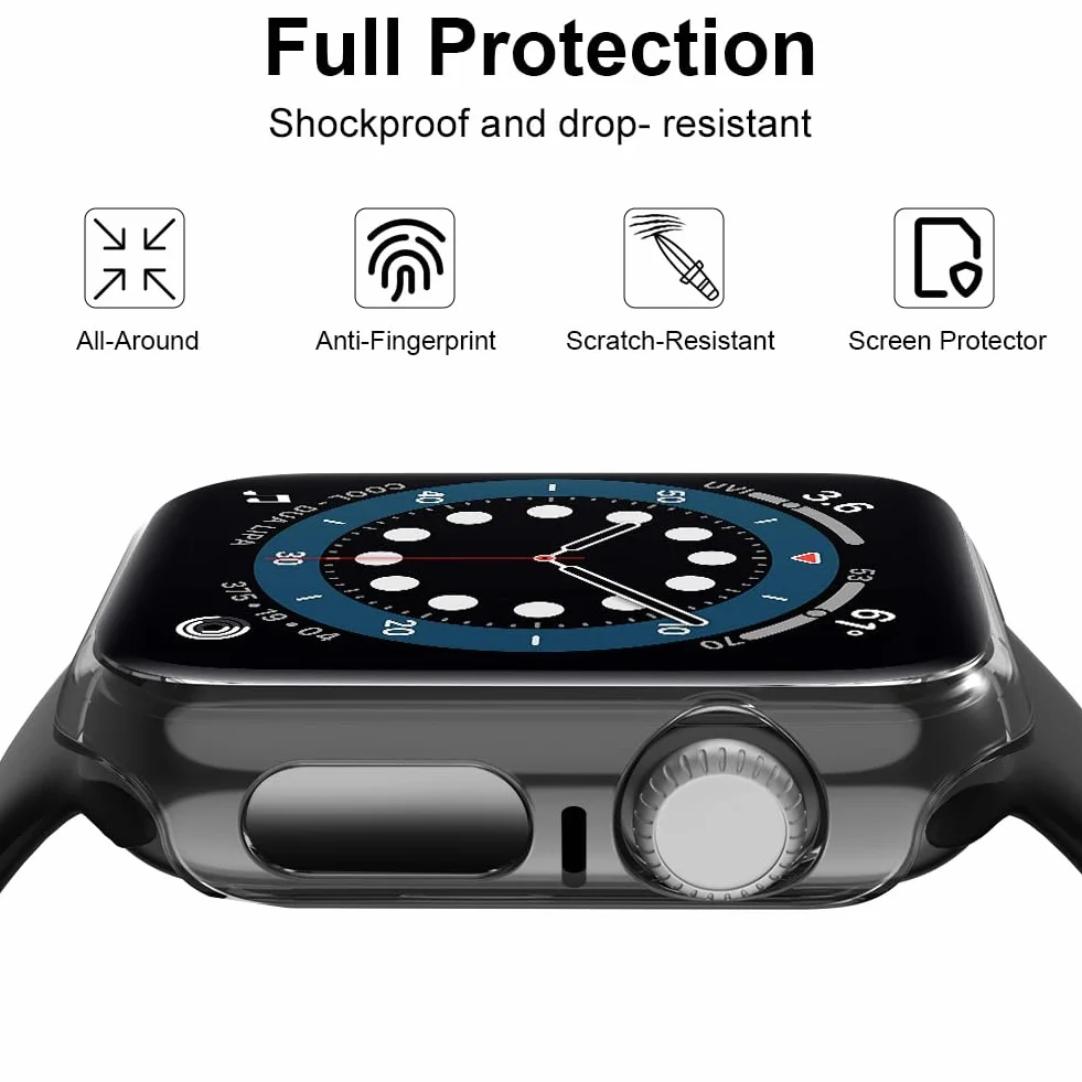 OFFCUP 2 szt. etui kompatybilne z Apple Watch serii 6 SE 5, 4, 40 mm, ultracienkie przezroczyste szkło hartowane do iWatch serii 6, SE, 5, 4