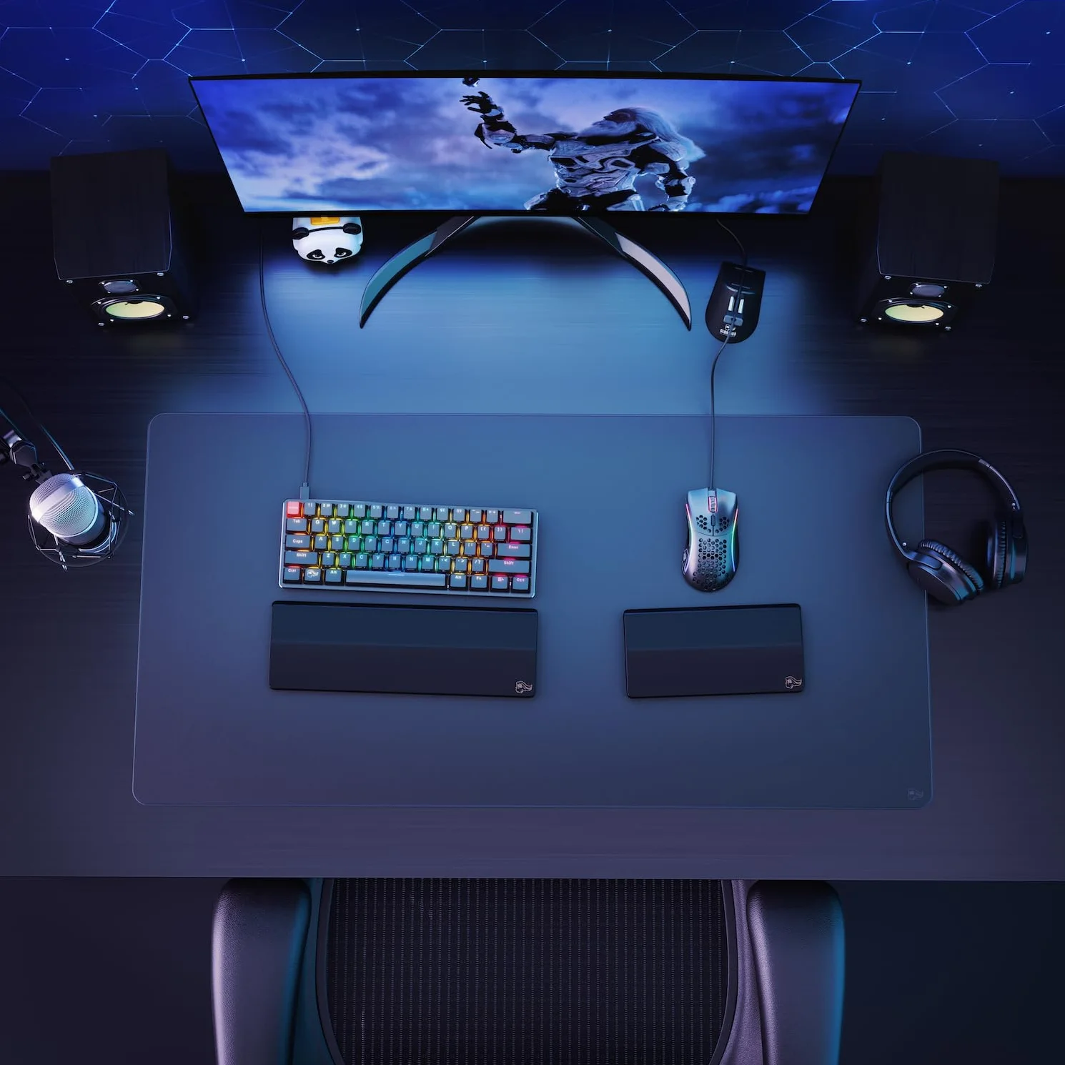 GLORIOUS Gaming drewniana podkładka pod nadgarstek klawiatura (Compact) – biały jesion, śr. ziarnistość, gładka, odp. na Pot, łatwe czyszczenie, antypośl. spód, 300x100x19 mm – onyks