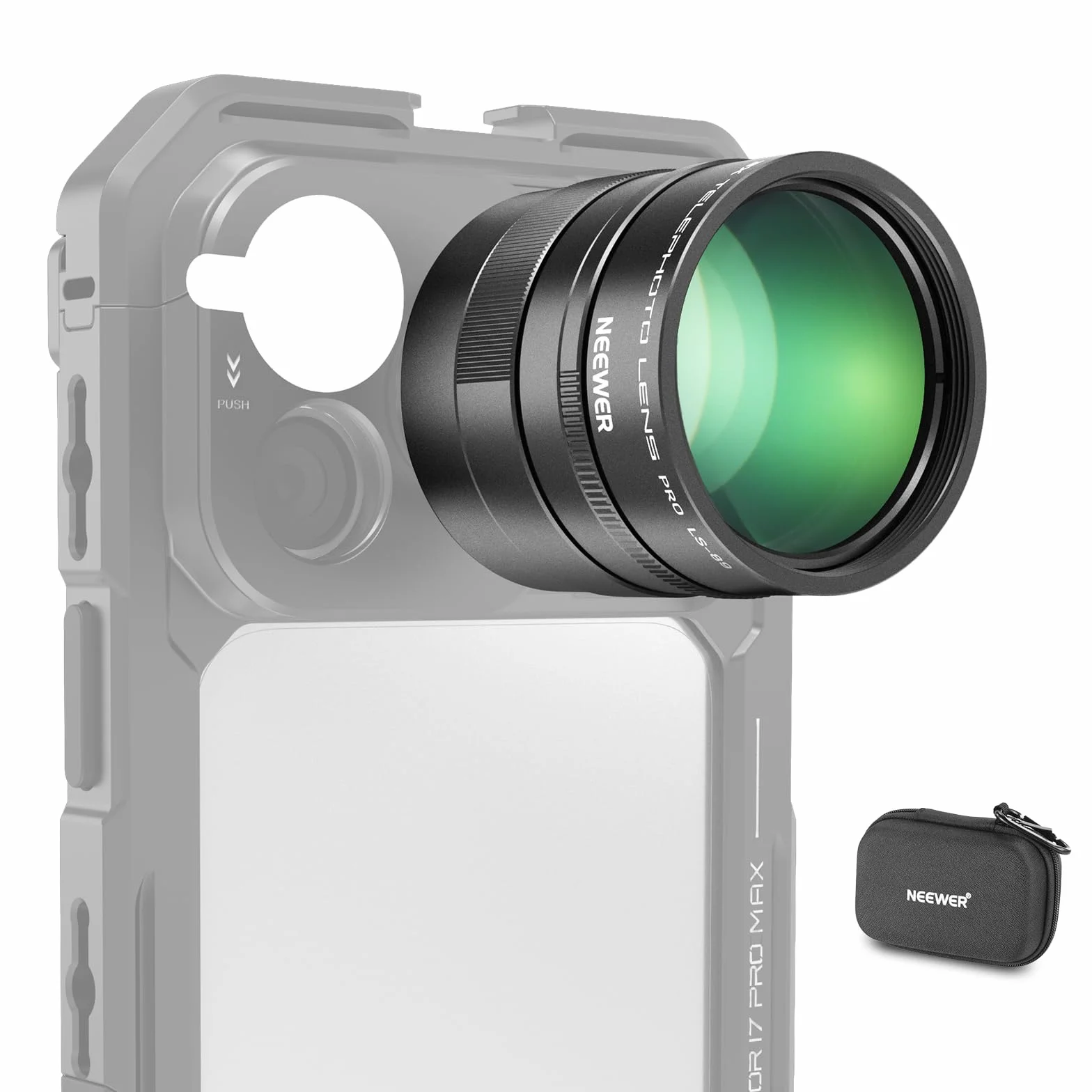 NEEWER 3X Tylko telekonwerter do teleobiektywu telefonu, odpowiednik 360 mm, 12 elementów w 6 grupach, gwint 17 mm, kompatybilny z iPhone'ami, Android, Samsung i Xiaomi, LS-89