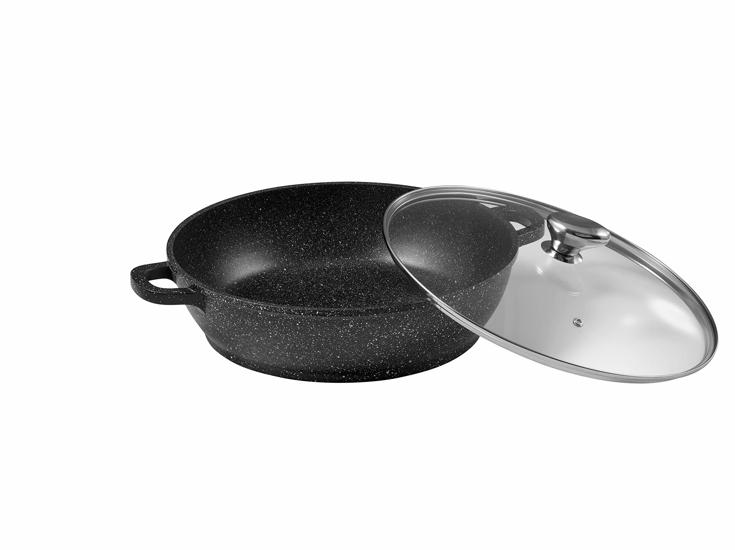 Pradel Excellence 52407M wolnowar o wyglądzie kamienia, ze szklaną pokrywką/odlew aluminiowy, czarny, 42 x 17 cm