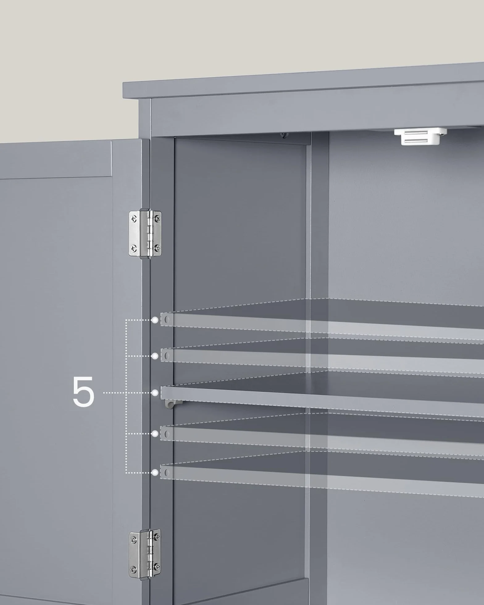 VASAGLE Szafka łazienkowa 2 drzwi 2 szuflady Regulowana półka 30x60x110 cm Gołębia szarość BBC551G02
