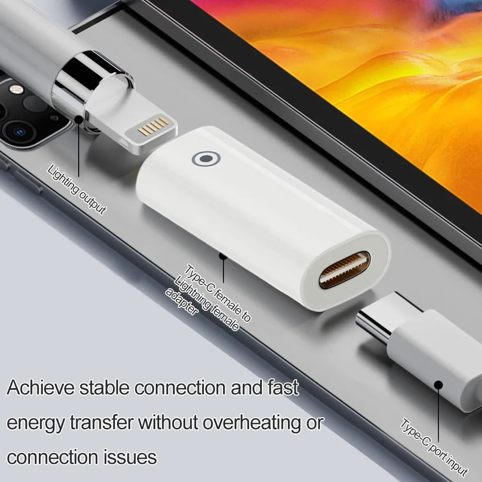 Cerioll USB C Pencil Charger Adapter for Apple Pencil 1st Gen, Charging Adapter Compatible with Apple Pencil, 1 Sztuk, Biały