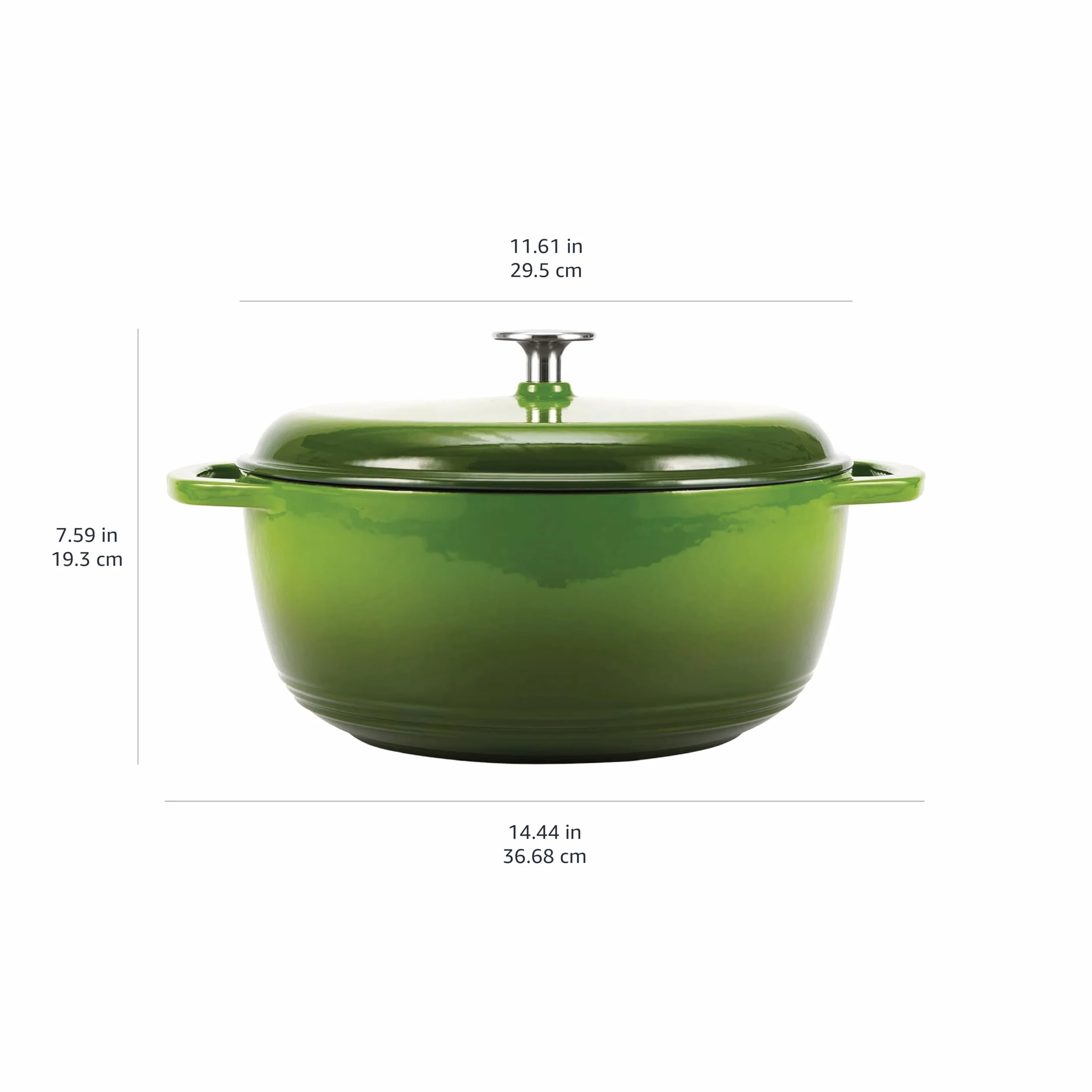 Amazon Basics Emaliowany żeliwny kociołek myśliwski z pokrywą, 7 l, zielony