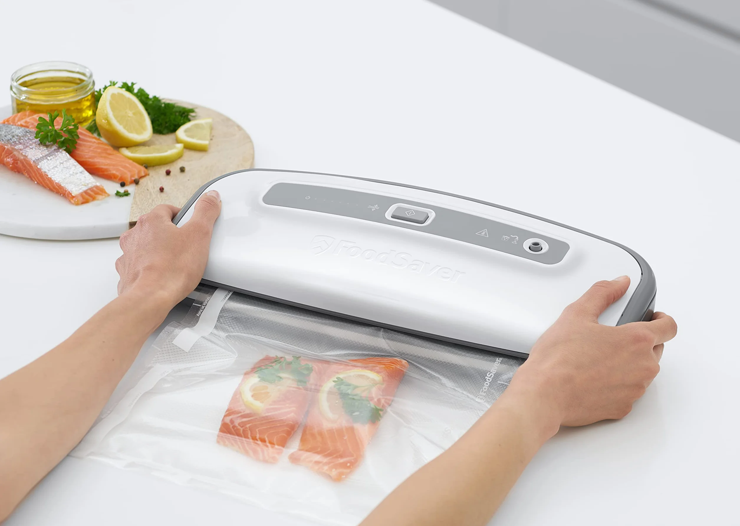 FoodSaver zgrzewarka próżniowa do żywności z kontrolkami postępu pracy, pakowarka próżniowa FFS014X