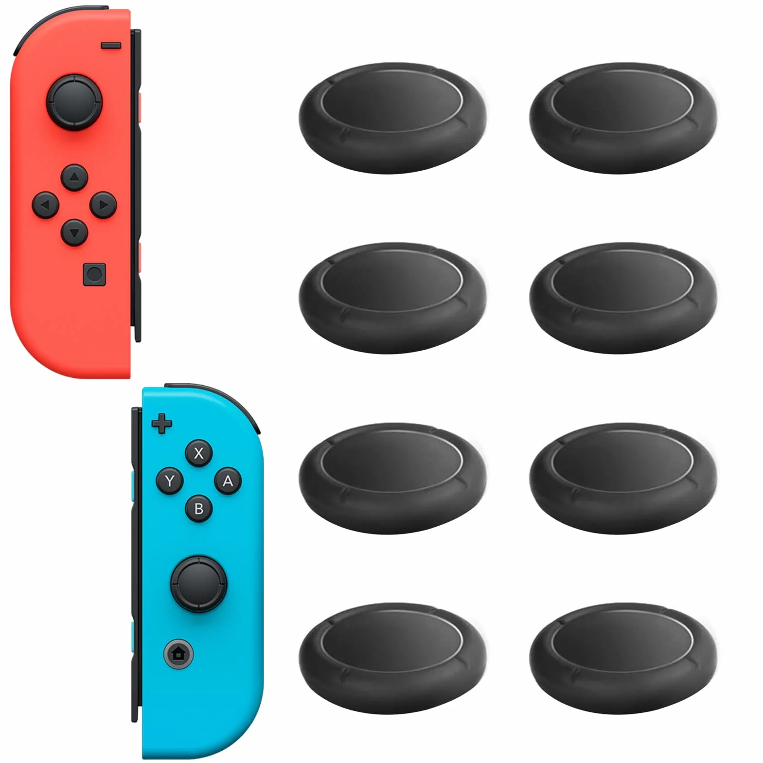 4 pary nakładek na joystick, nakładki zamienne do kontrolera Switch, nakładki na joystick do Nintendo Switch/Lite/OLED, Thumb Grip Analog Stick Cover, nakładki na kontroler Joy Con (czarne)