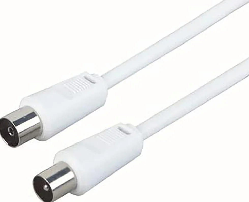 Schwaiger kabel przyłączeniowy antenowy 75 dB, 1,5 m, biały, wtyczka IEC > gniazdo IEC, podwójne ekranowanie, 75 omów, cyfrowy, HDTV, DVB-C/DVB-T2