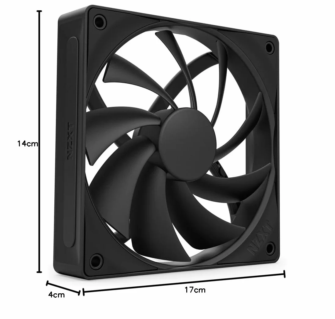NZXT F120Q | 120mm Cichy wentylator do obudowy PC | Wlot lub wylot | Fazowana rama dla skoncentrowanego powietrza | Płynne łożyska dynamiczne | Niski poziom hałasu | Sterowanie PWM | Czarny