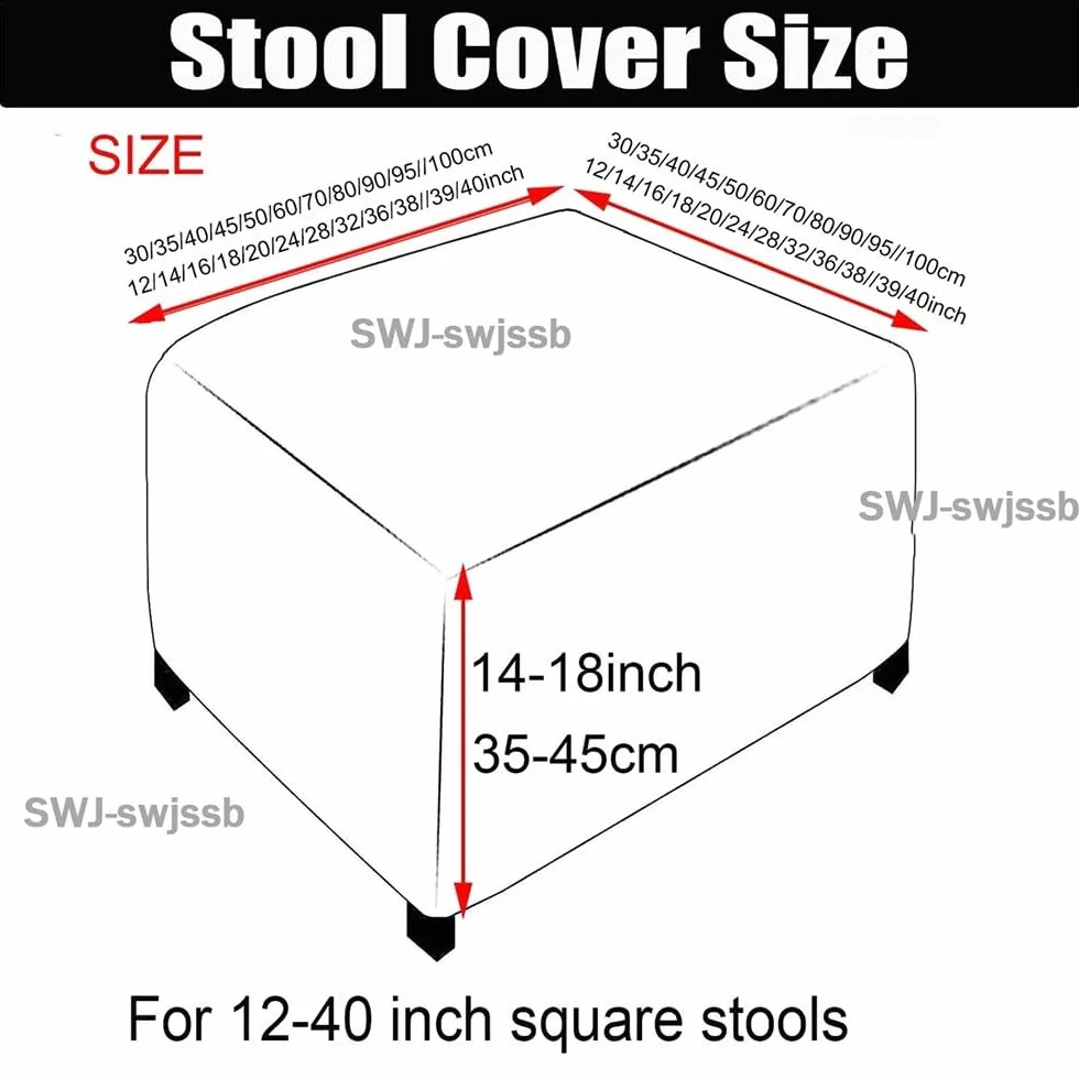Square Ottoman Slipcover Velvet Stretch Cover 70x70 cm Gray