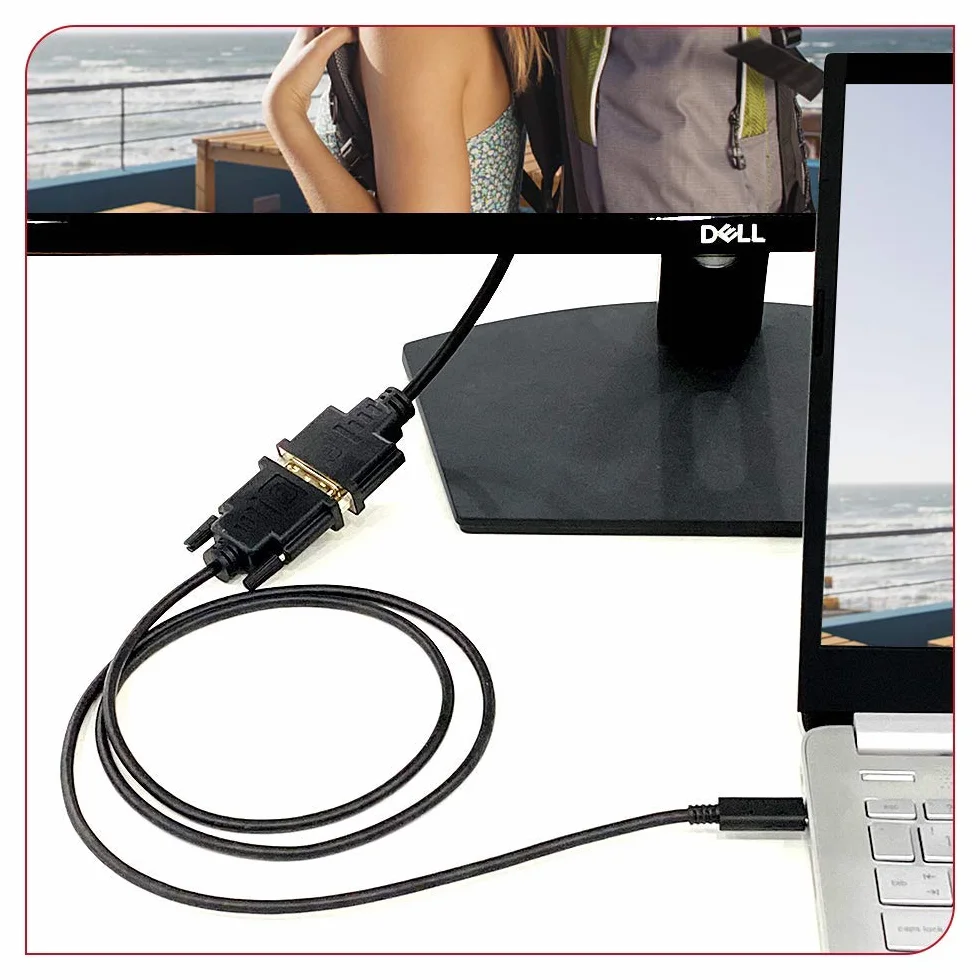 UPGROW Kabel USB-C na DVI – kabel Thunderbolt do DVI 4K przy 30 Hz, USB typu C na DVI żeński, obsługa MacBooka Pro 2017-2020, Surface Book 2, Dell XPS 13, Galaxy S10