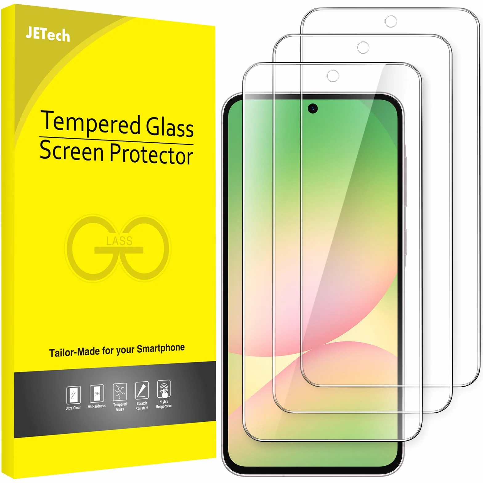 JETech Ochraniacz Ekranu dla Samsung Galaxy A56 5G, 9H Szkło Hartowane Film, Odporny na Zarysowania, HD Przejaśniać, 3 Sztuki