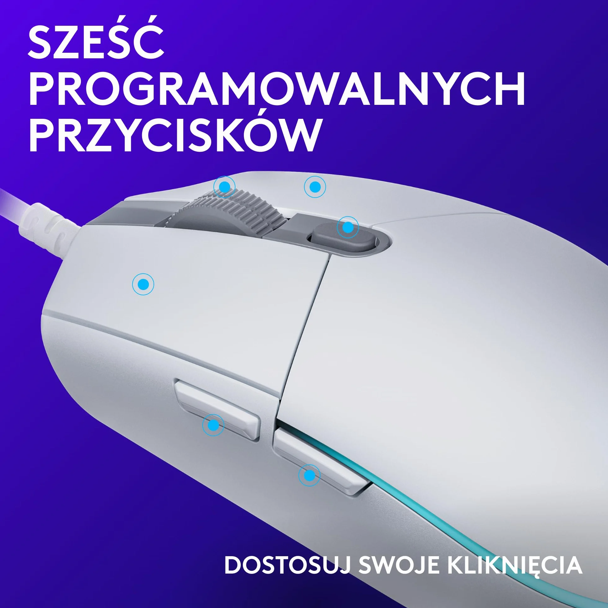 Logitech G G203 LIGHTSYNC –mysz gamingowa z konfigurowalnym podświetleniem RGB,G435 LIGHTSPEED,Bezprzewodowe Słuchawki Gamingowe Bluetooth - Biały