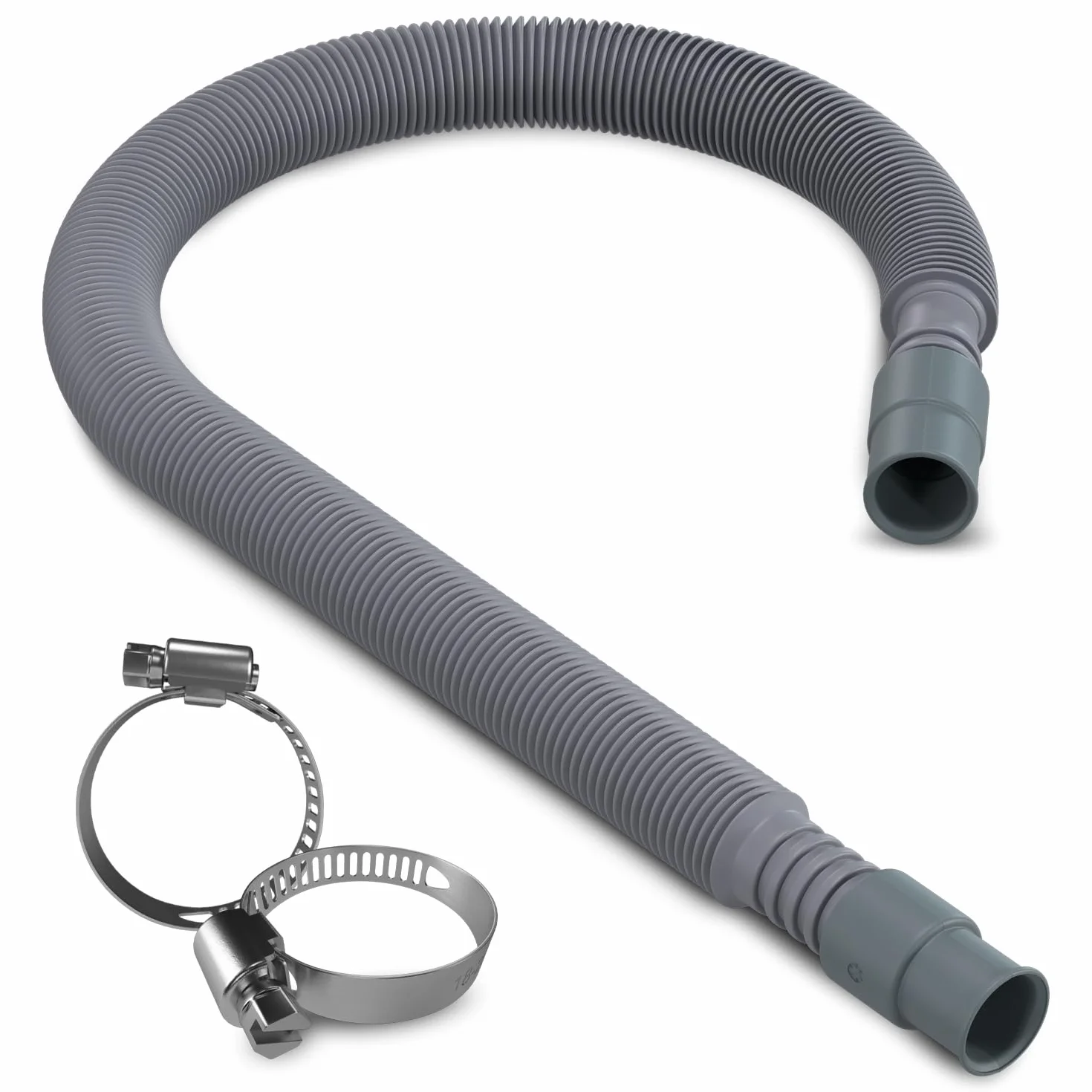 VIOKS Zestaw elastycznych węży spustowych do pralki 65-200 cm 19/21 mm Ø zacisk węża