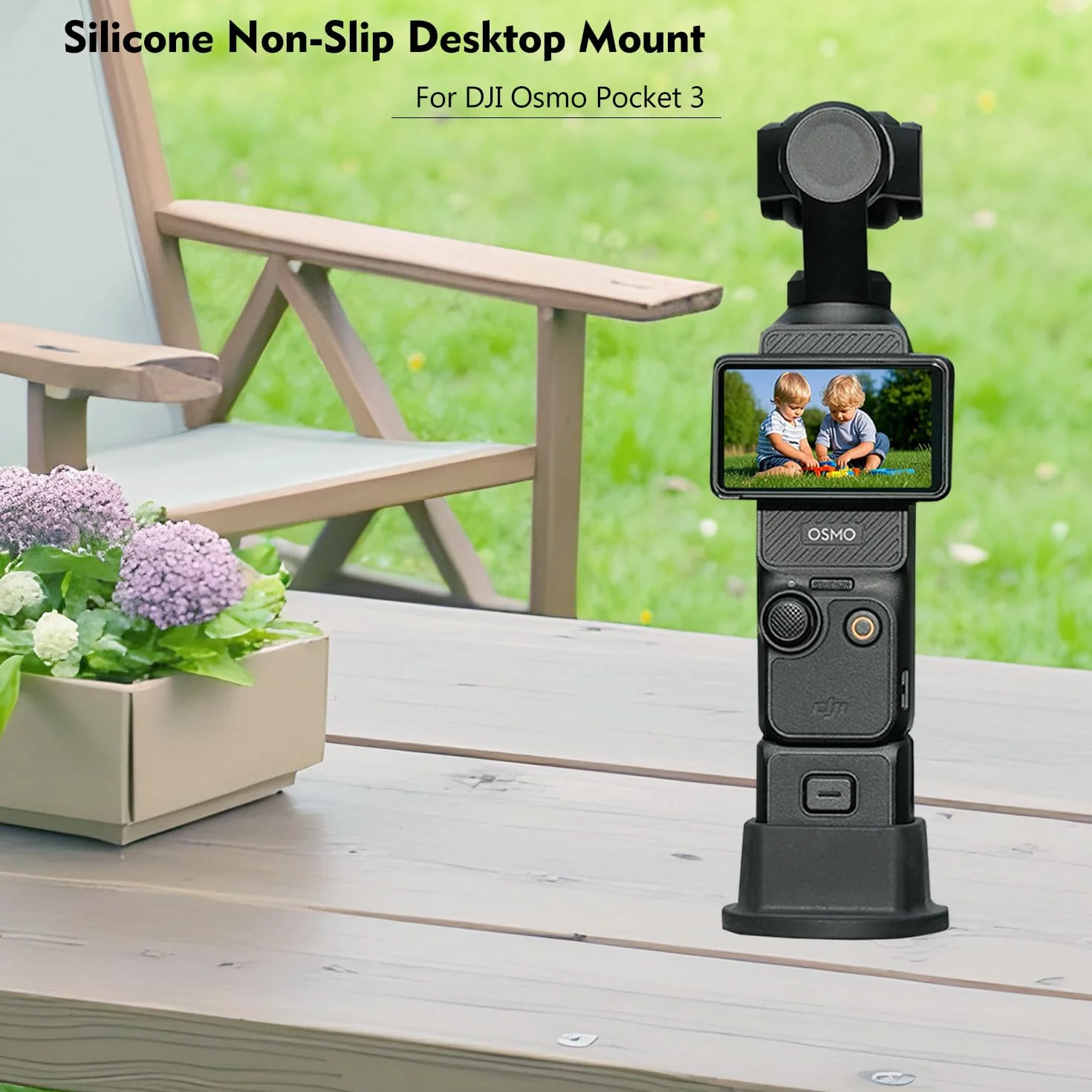 Suptig Uchwyt na statyw, silikonowy antypoślizgowy uchwyt biurkowy do DJI Osmo Pocket 3, akcesoria Osmo Pocket 3 (czarny)