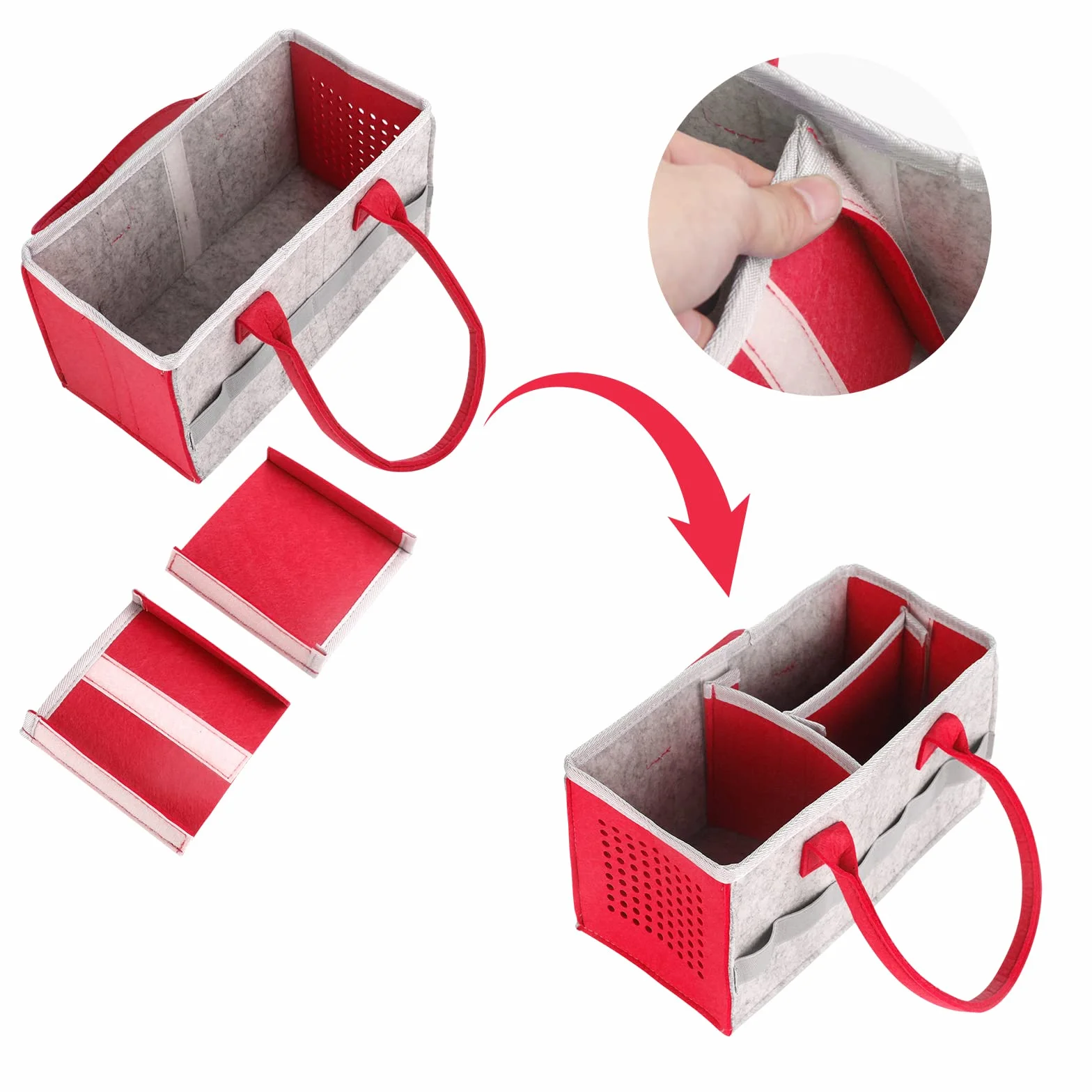 Chedin Tonie Toniebox Akcesoria Organizer Pokrowców Ochronnych z Przechowywaniem Figurek dużo miejsca Torba na Toniebox Zestaw Startowy i Figurki Tonies Torba do Noszenia (Szary + Czerwony)