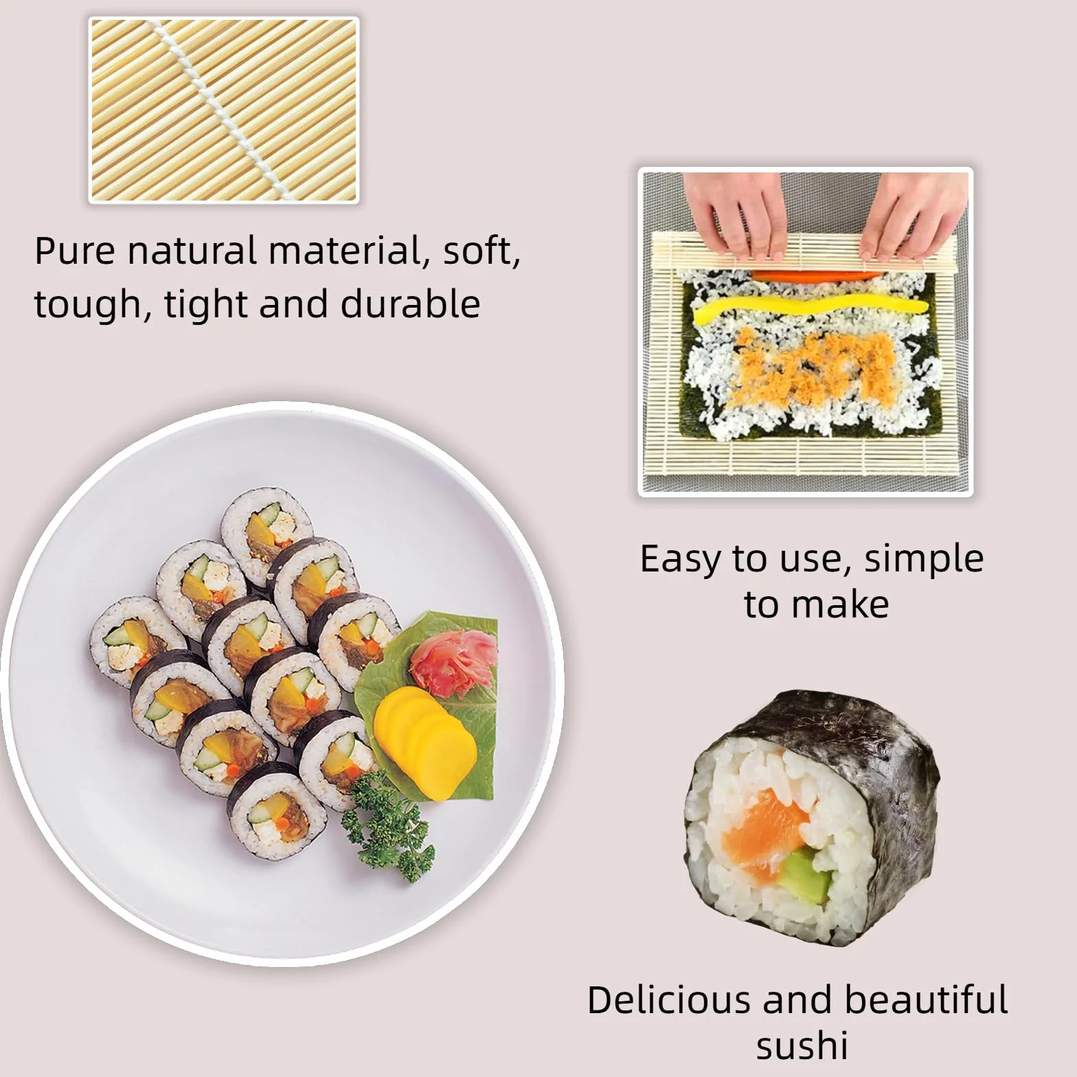 Zestaw do robienia sushi, kompletny 22-częściowy profesjonalny zestaw do robienia sushi z wałkiem do sushi, formą Onigiri, bambusowymi matami do sushi, wiosłem do ryżu, nożem do sushi, naczyniami do