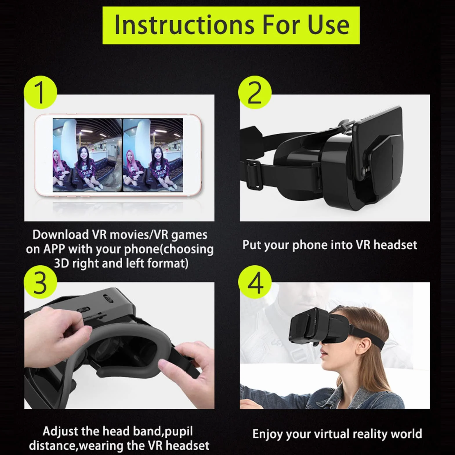 Zestaw Słuchawkowy 3D VR Virtual Reality, Nauszne Okulary VR Gogle do Gier Wideo na Telefony Komórkowe, Uniwersalna Miękka Wygodna Przeglądarka Okularów VR dla Systemu