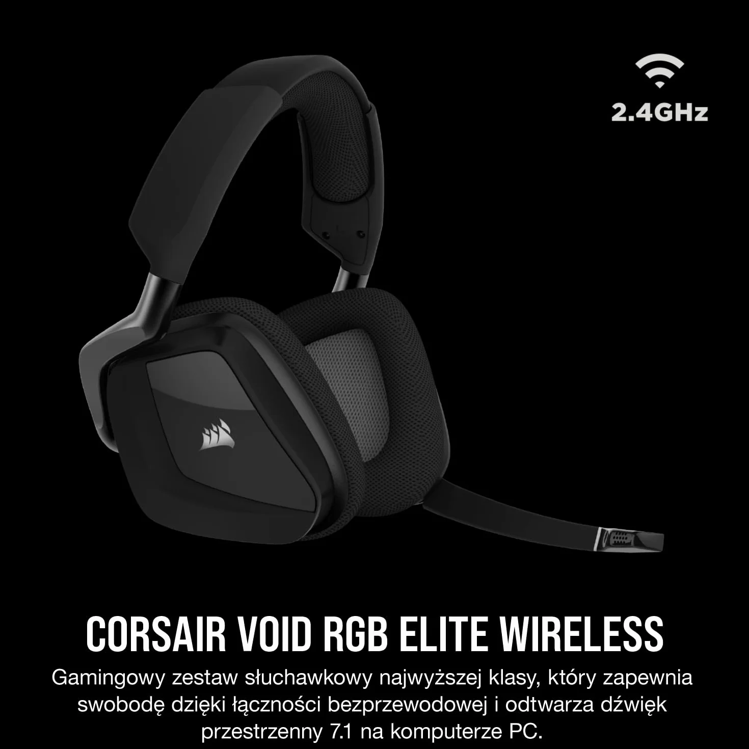 Corsair VOID RGB ELITE Wireless Premium Gaming Headset with 7.1 Surround Sound - Czarny
