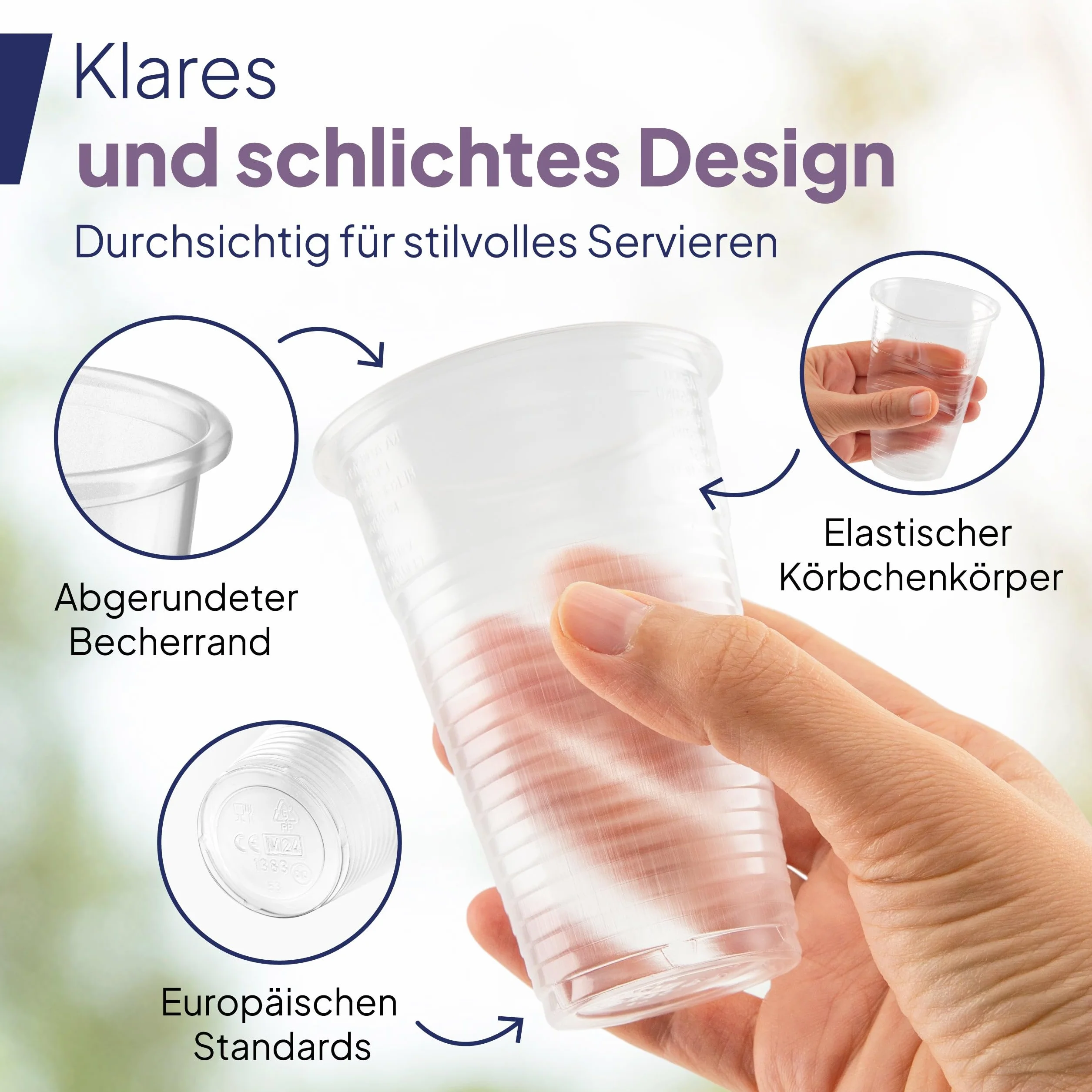 Inoverse 50 sztuk plastikowych kubków do picia 0,5 l przezroczyste