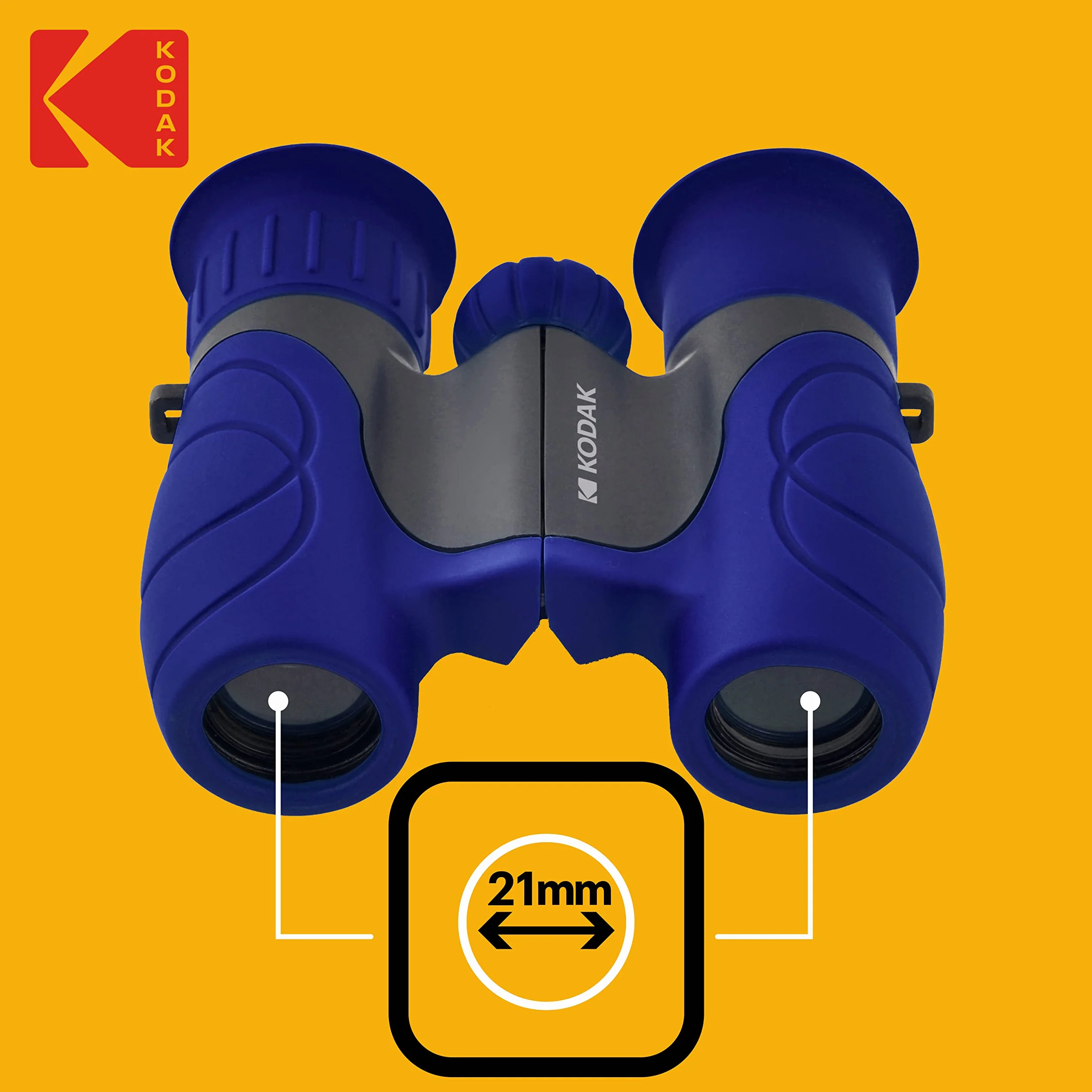 KODAK BCS100 Lornetka dziecięca - Kompaktowa lornetka Lornetka dla dzieci, Miękka gumka, ergonomiczna, 8-krotna powiększenie, pasek i pokrowiec do przenoszenia - Niebieski