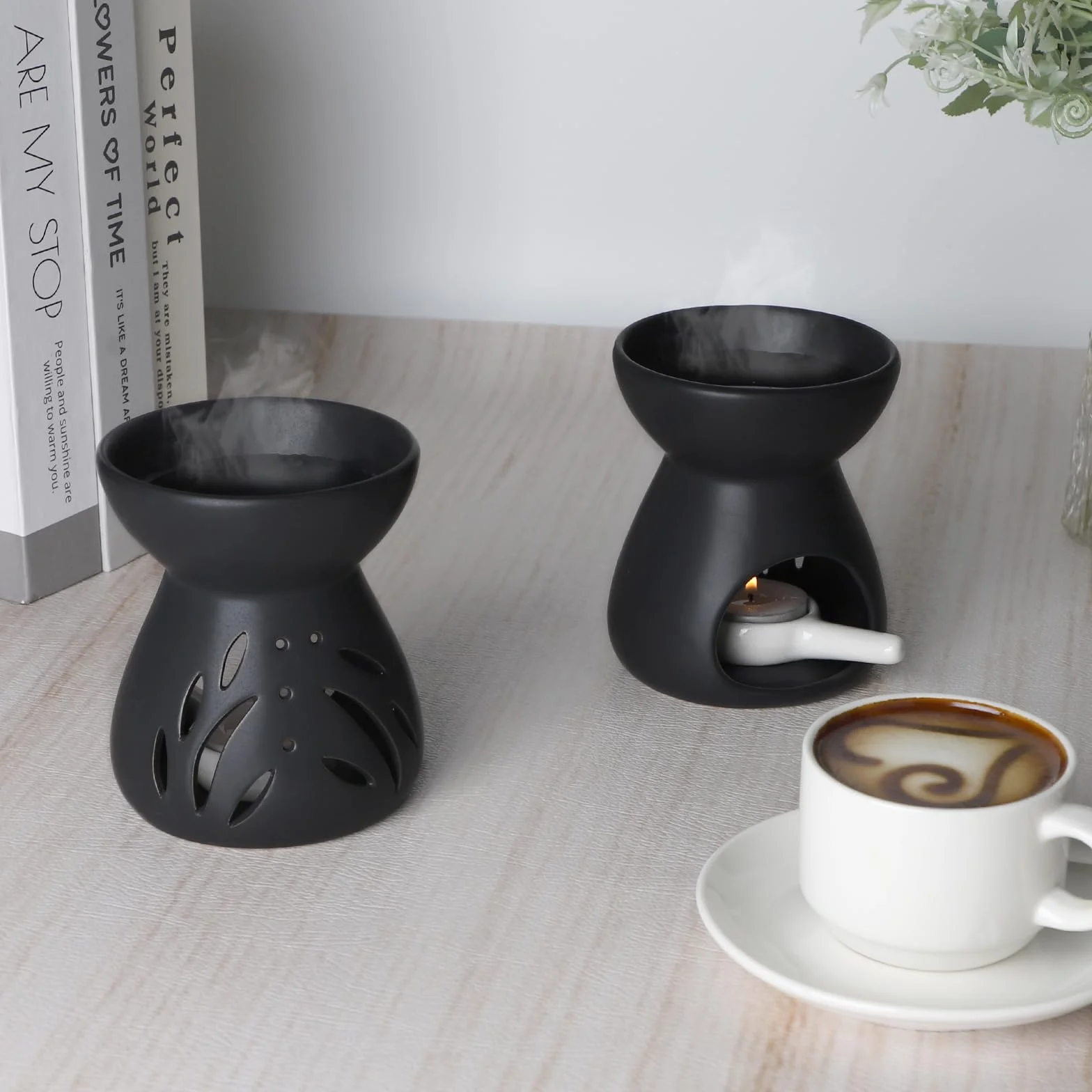 Ceramiczna lampa zapachowa palnik olejkowy dyfuzor aromatów czarny LALAGO