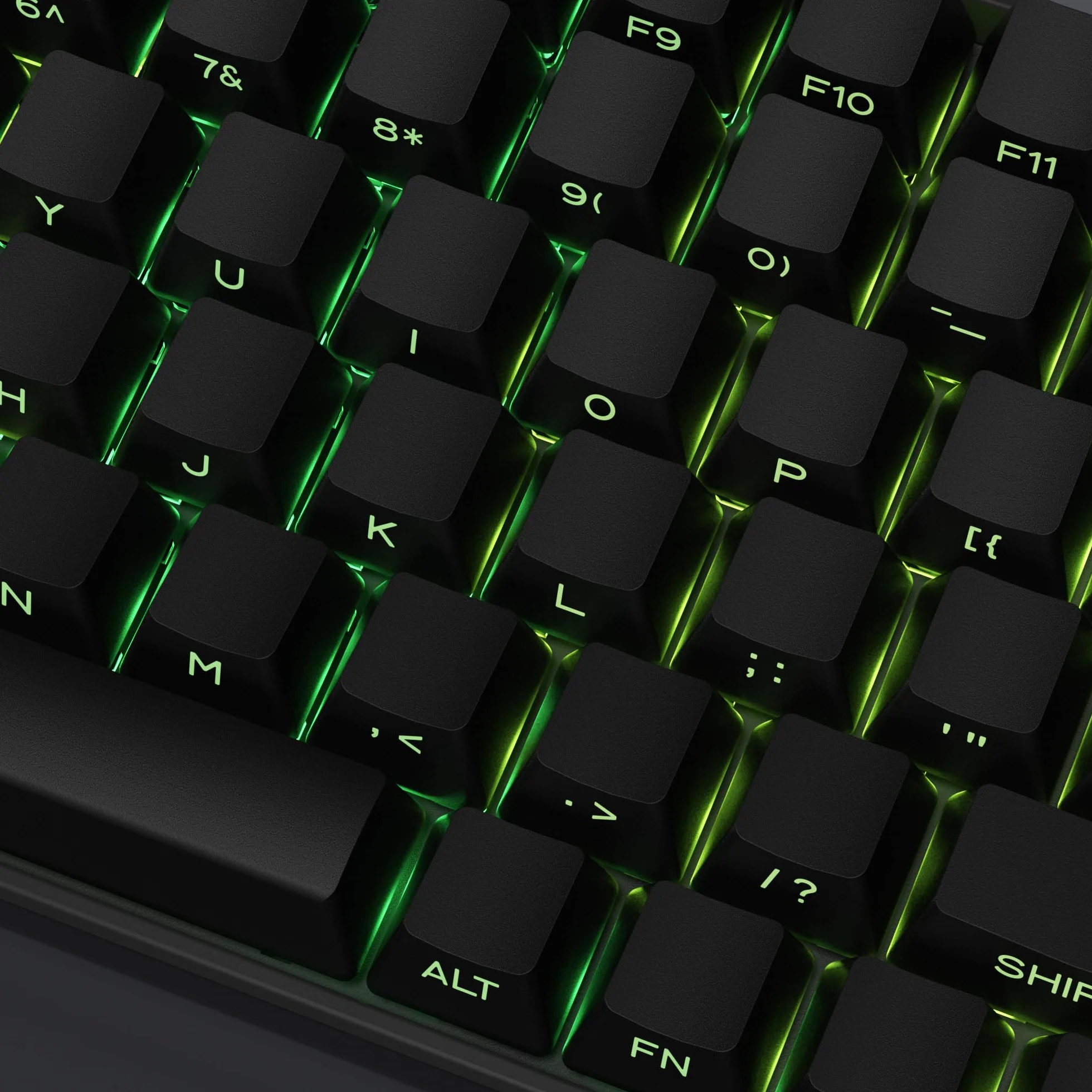 XVX Nasadki klawiszy PBT - nasadki klawiszy z nadrukiem bocznym 60 65 75 100 procent, Double Shot Shine Through Custom Key Caps, zestaw czarnych 136 klawiszy, profil OEM, minimalistyczny styl fantom