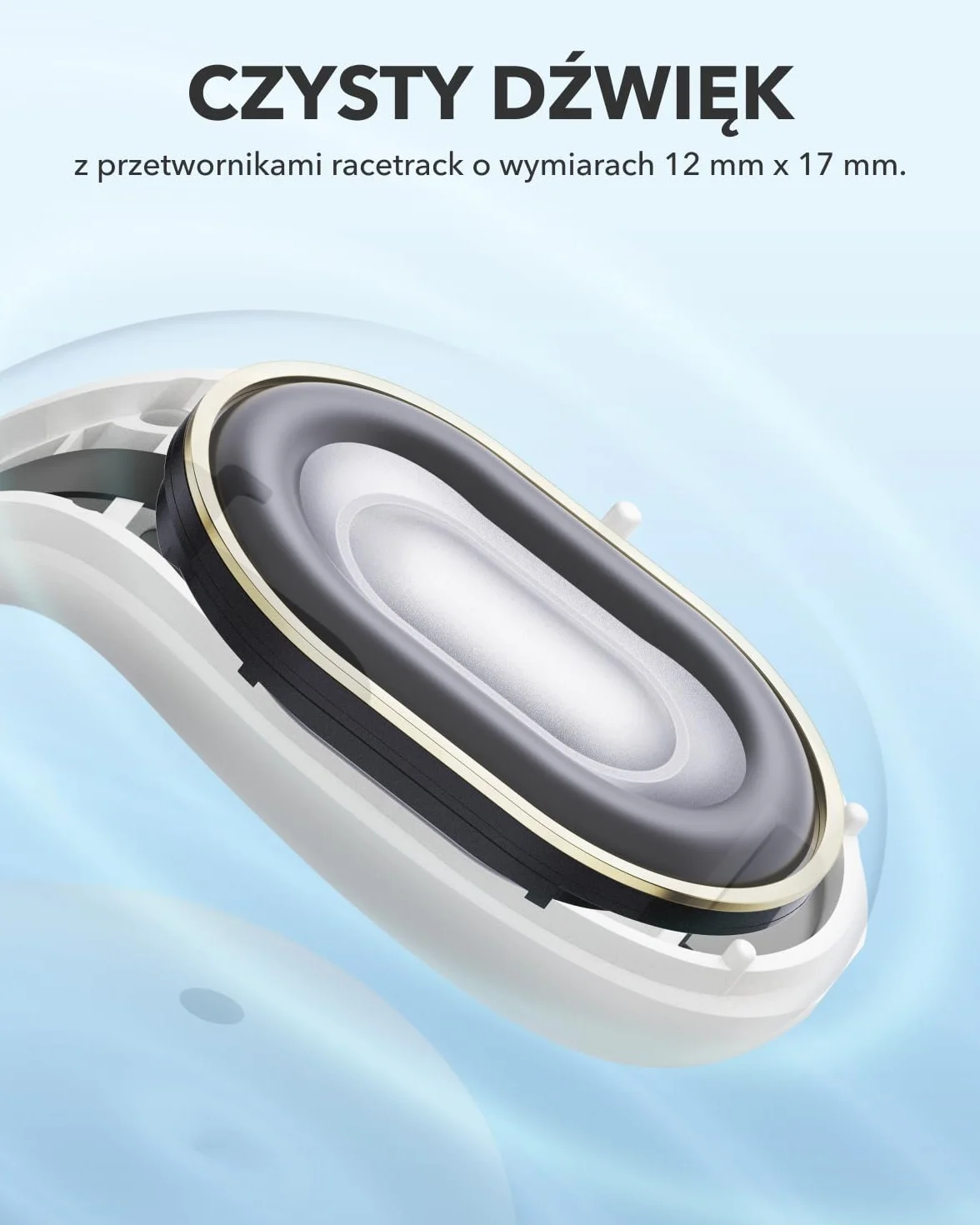 soundcore C30i firmy Anker,wkładki douszne z otwartym uchem,słuchawki z klipsem,lekki komfort, stabilne dopasowanie, twarda konstrukcja, dołączane nauszniki, odtwarzanie 30 godzin (biały)