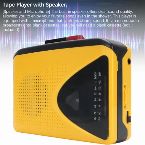 Sxhlseller Retro Cassette Player z AM FM Radio, Wbudowany Mikrofon i Głośnik, Magnetofon z Gniazdem Słuchawkowym, Zasilanie USB lub Bateria do Podróży do Domu Słuchania na Zewnątrz