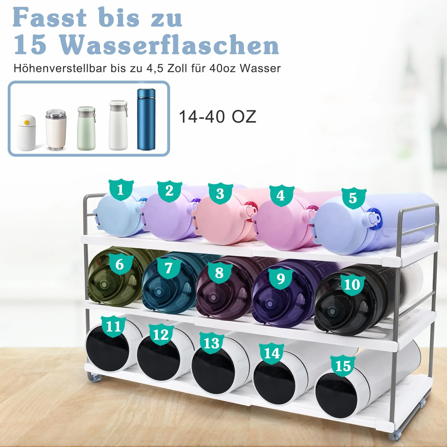 Regał organizator butelek z wodą 30,6-36,5 cm do kuchni