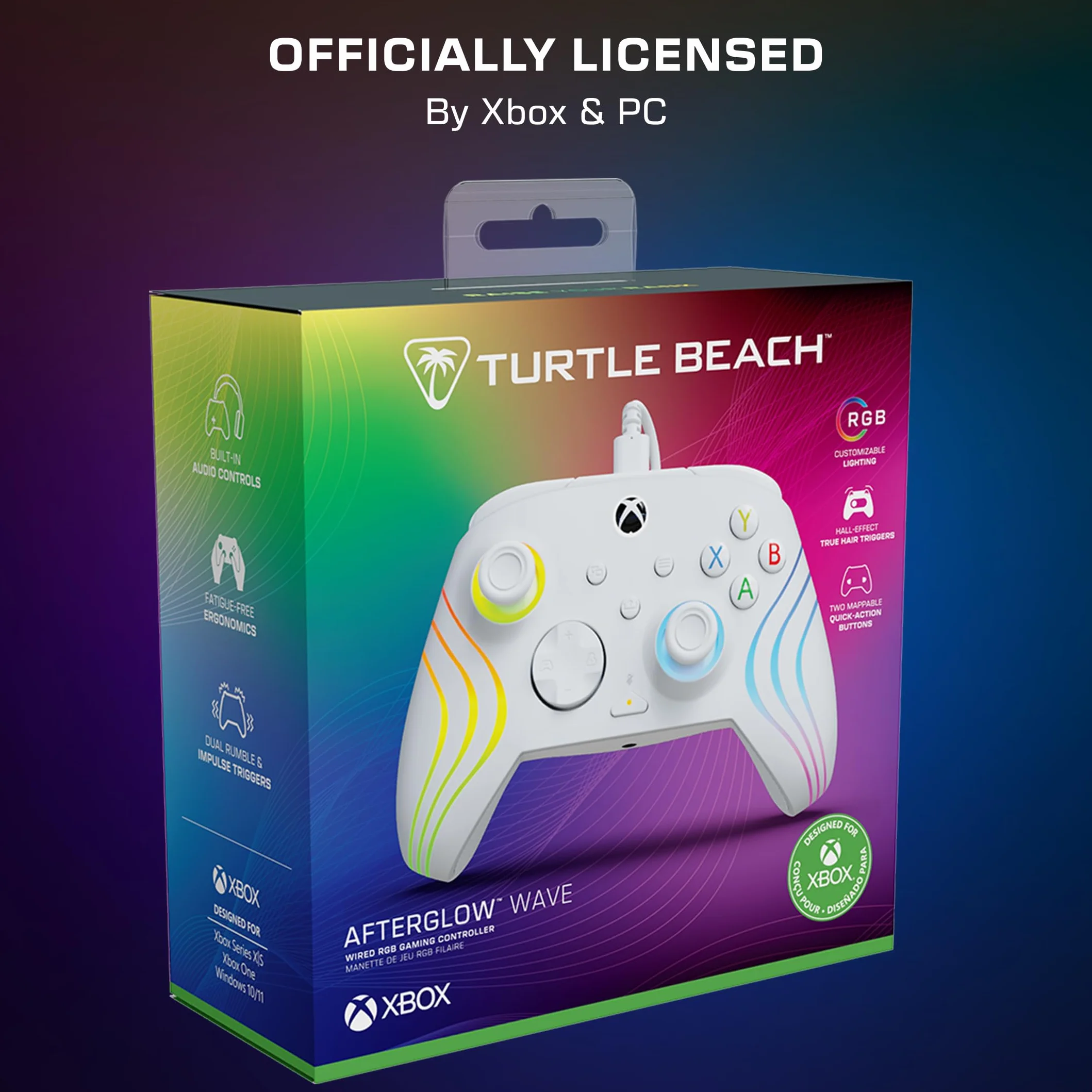 Turtle Beach Afterglow Wave przewodowy kontroler RGB biały dla Xbox Series X/S, Xbox One, Windows