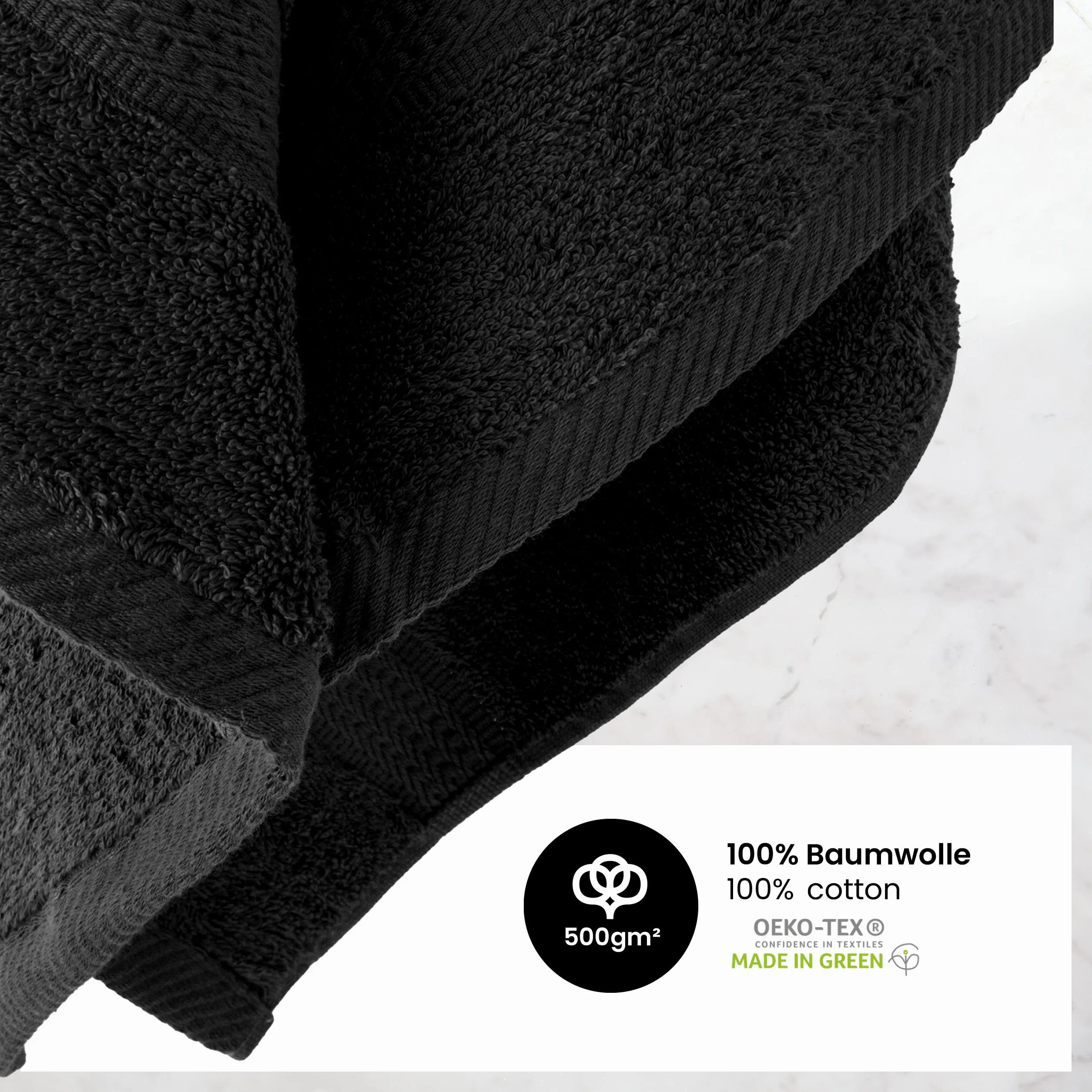 BaSaTex Zestaw 5 ręczników frotte dla gości 30 x 50 - ręcznik dla gości ze 100% bawełny Made in Green - kolor: czarny