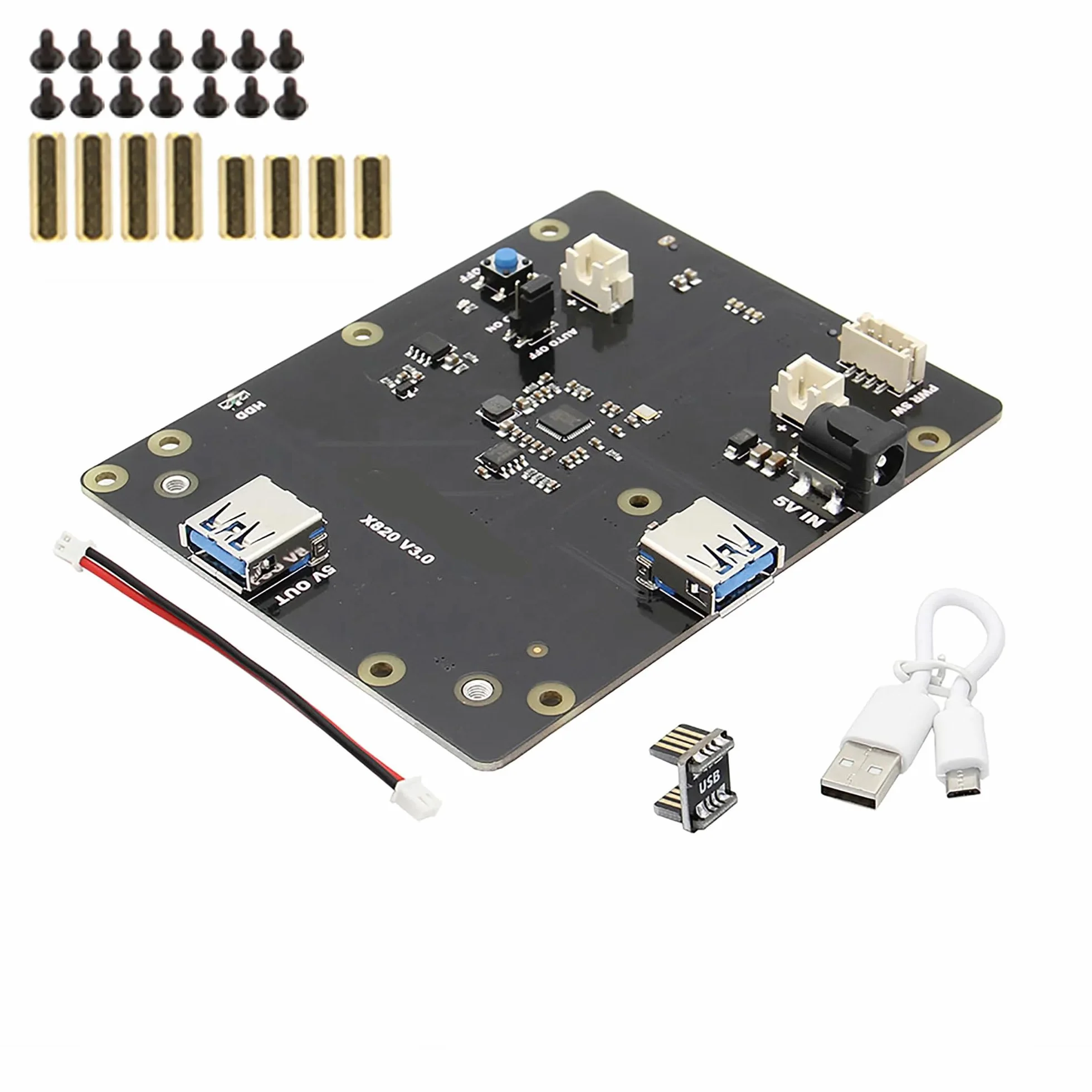 DollaTek Rasberry Pi 3 B+/3B SATA HDD/SSD p?yta rozszerzeń pami?ci masowej, mobilny modu? dysku twardego X820 V3.0 USB 3.0 kompatybilny z 2,5-calowym SATA HDD/SSD/Rasberry Pi 3 Model B+ (B Plus)/3