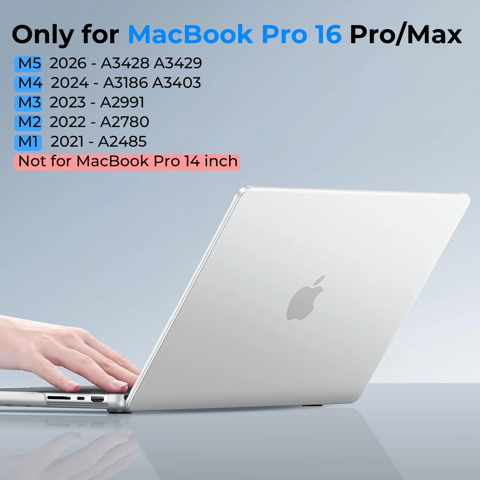 BlueSwan Etui Kompatybilne Z Macbook Pro 16" cali 2026 2024-2021 M5 M4 M3 M2 M1 Pro Max, A3428 A3429 A2485 A2780 A2991, ultracienkie matowe twarde etui ochronne do MacBook Pro 16, przezroczyste